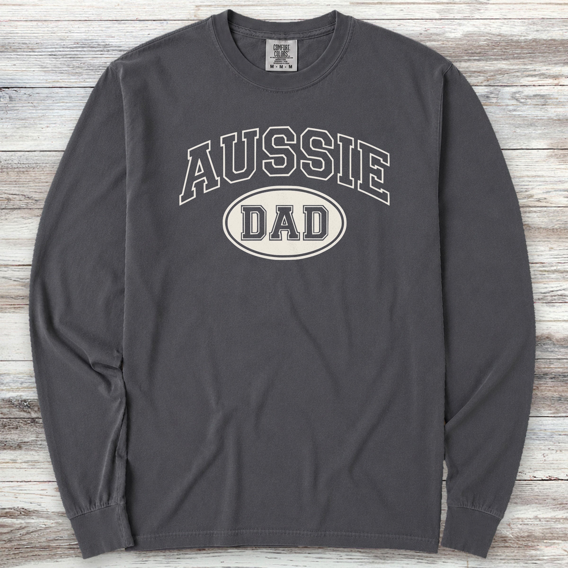 Australian Shepherd Aussie Dad Long Sleeve Tee - Graphite