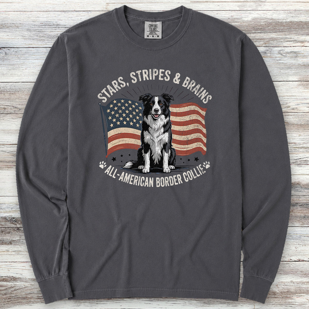 Border Collie All American Long Sleeve Tee - Graphite