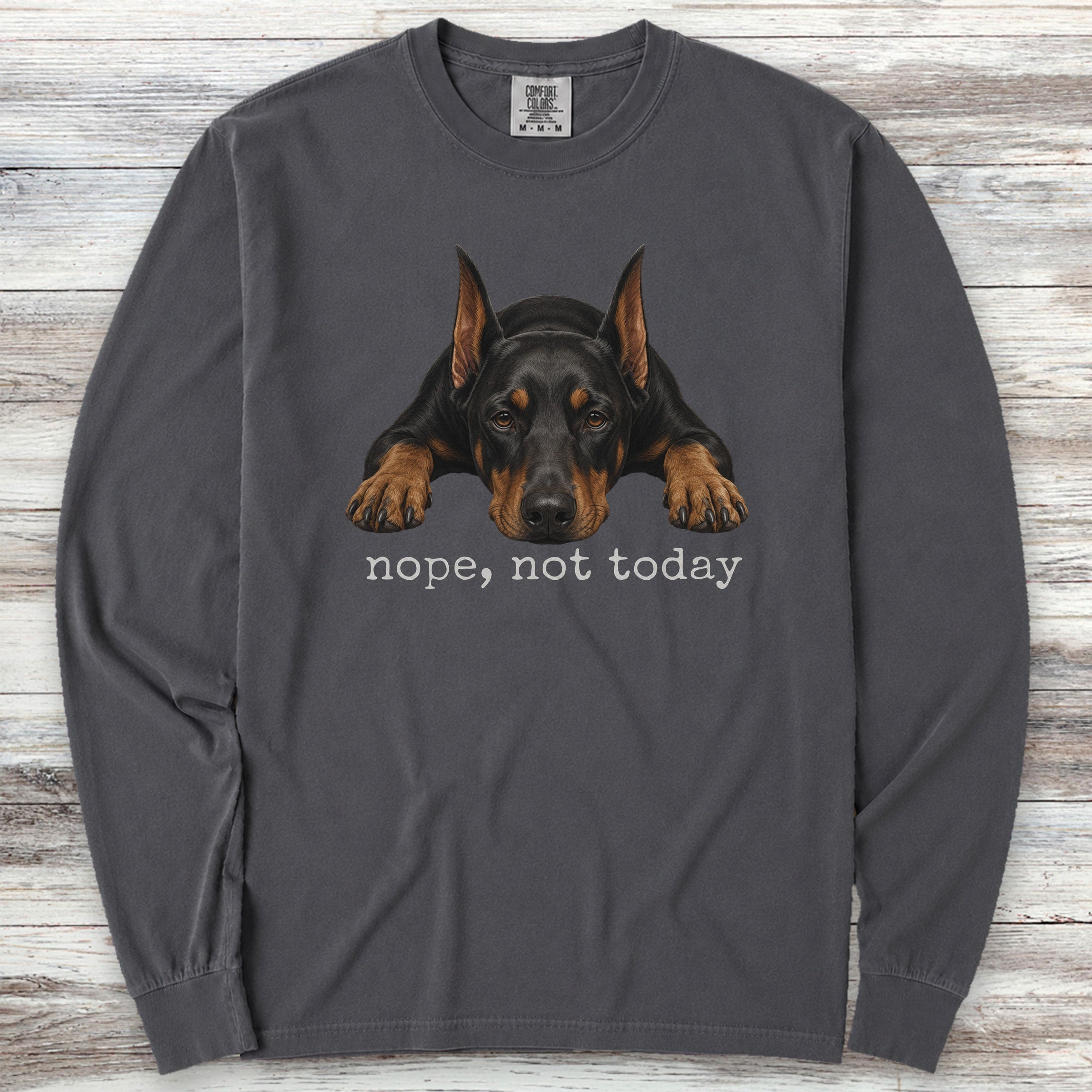 Doberman Nope Long Sleeve Tee - Graphite