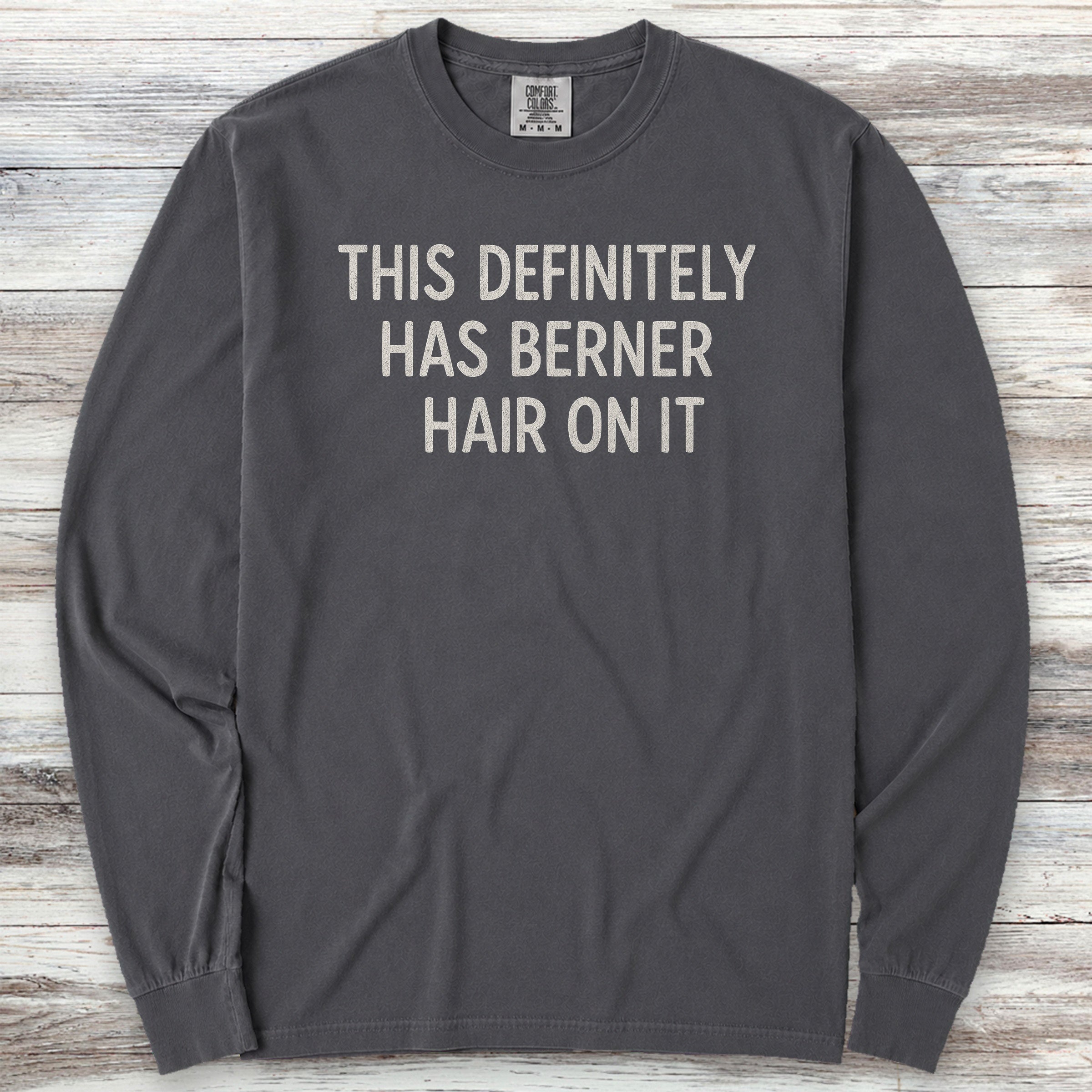 Bernese Mountain Dog Hair Long Sleeve Tee - Graphite