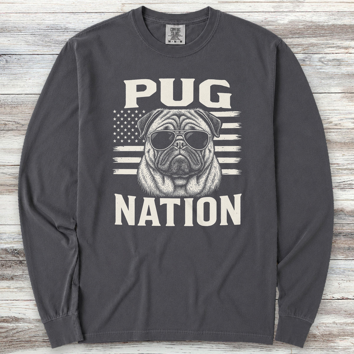 Pug Nation Long Sleeve Tee - Graphite