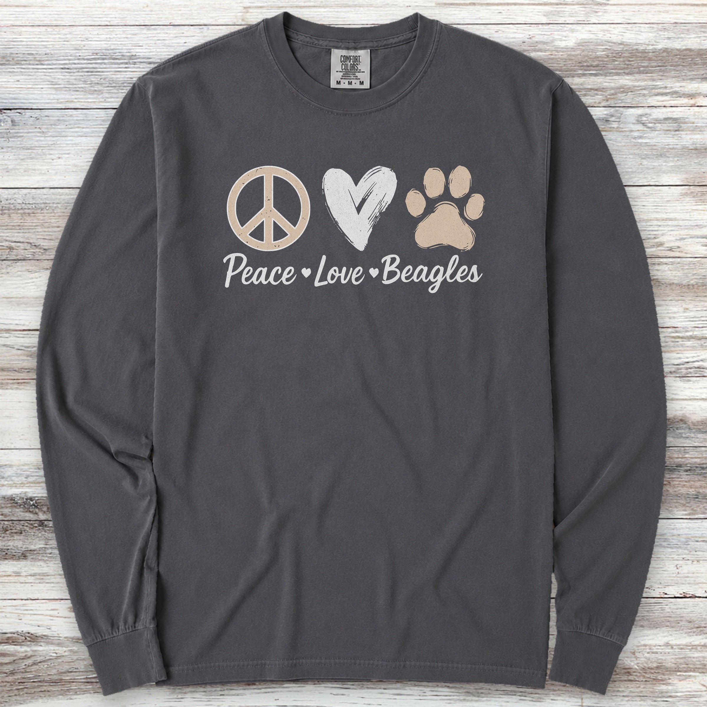 Beagle Peace Long Sleeve Tee - Graphite