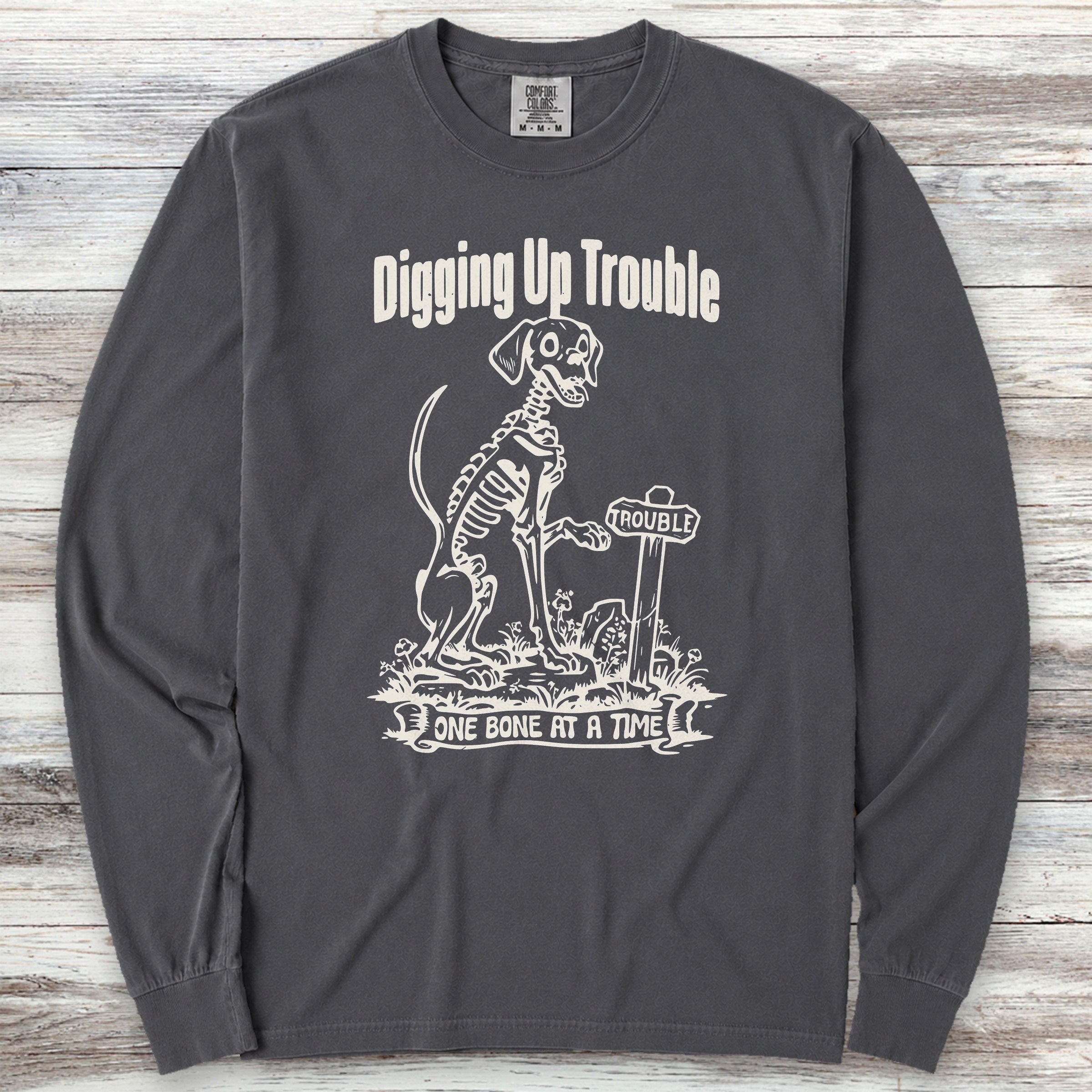 Digging Up Trouble Long Sleeve Tee - Graphite