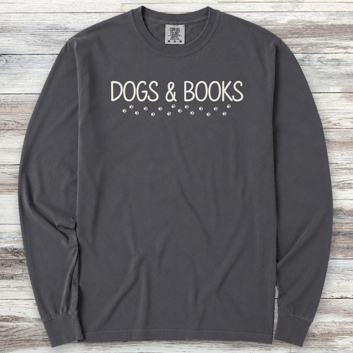Dogs & Books Paw Prints Long Sleeve Tee - Graphite