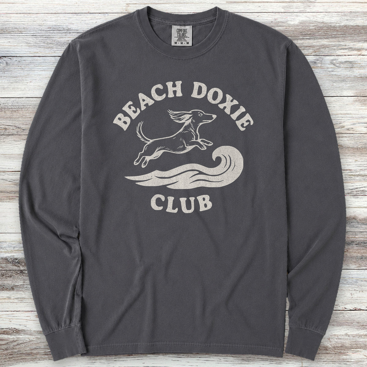 Dachshund Beach Doxie Long Sleeve Tee - Graphite