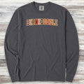 Bernedoodle Fall Faux Patchwork Long Sleeve Tee - Graphite