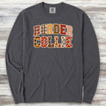 Border Collie Fall Faux Patchwork Long Sleeve Tee - Graphite