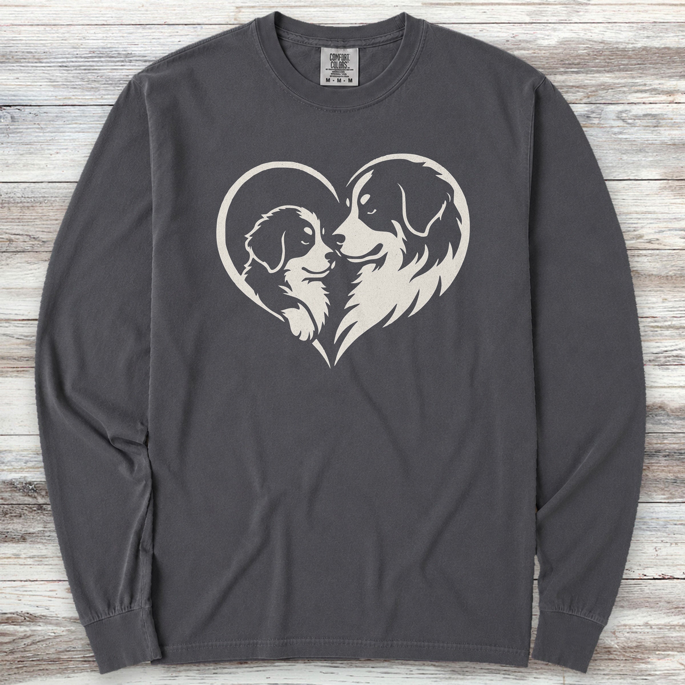 Bernese Mountain Dog Heart Bond Long Sleeve Tee - Graphite