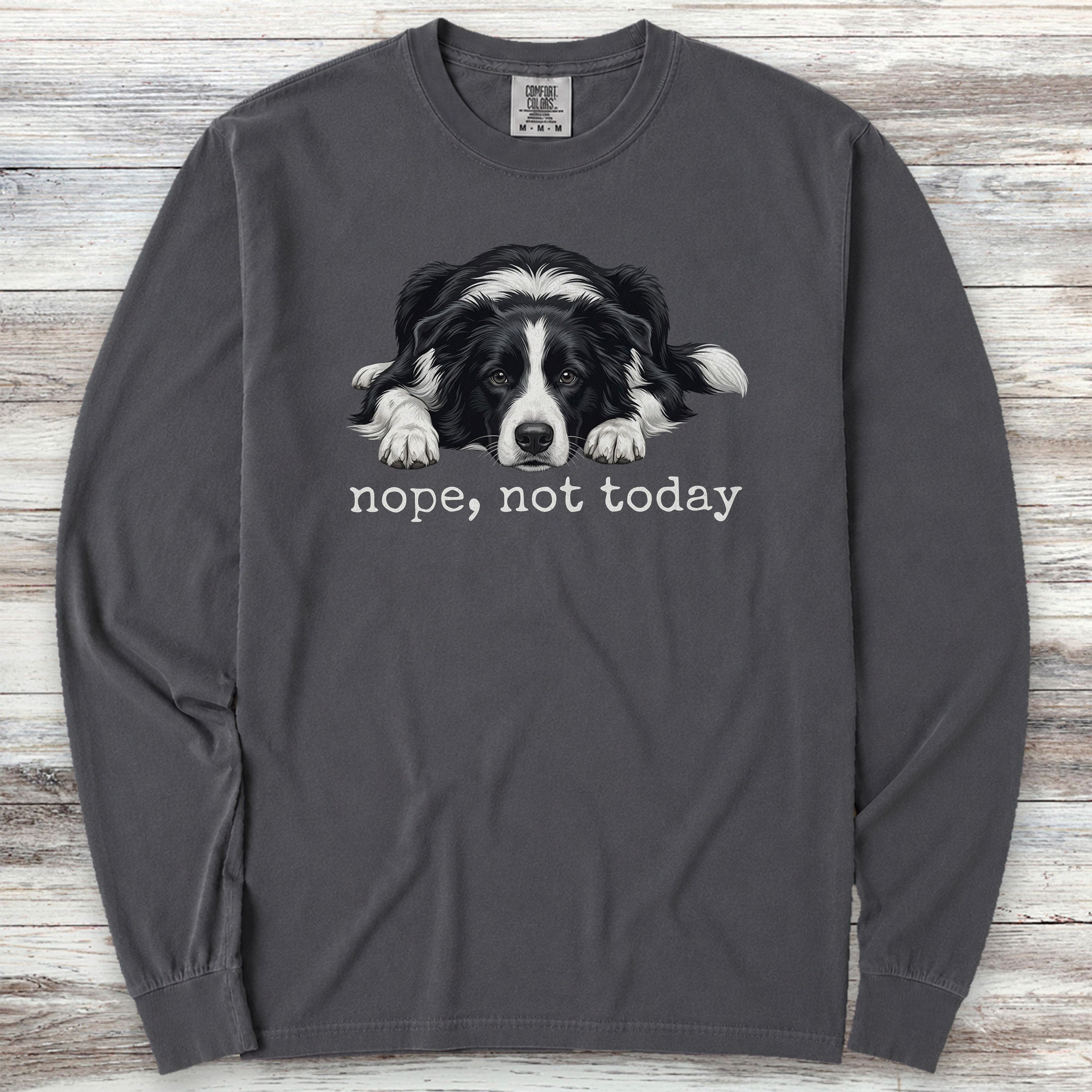 Border Collie Nope Long Sleeve Tee - Graphite