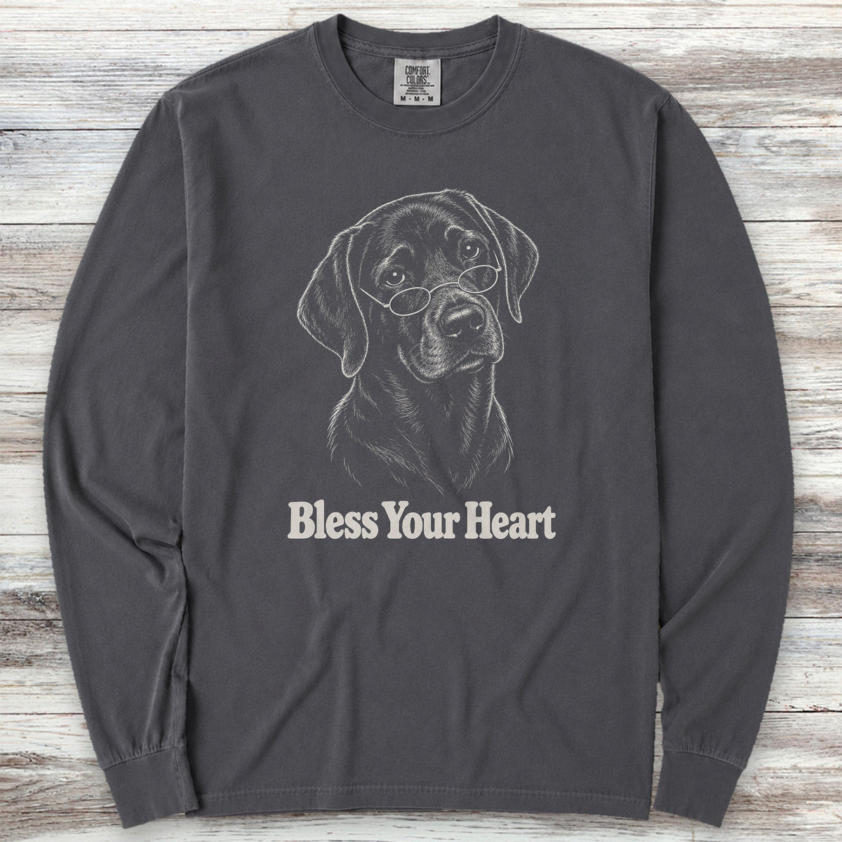 Labrador Retriever Black Bless Your Heart Long Sleeve Tee - Graphite