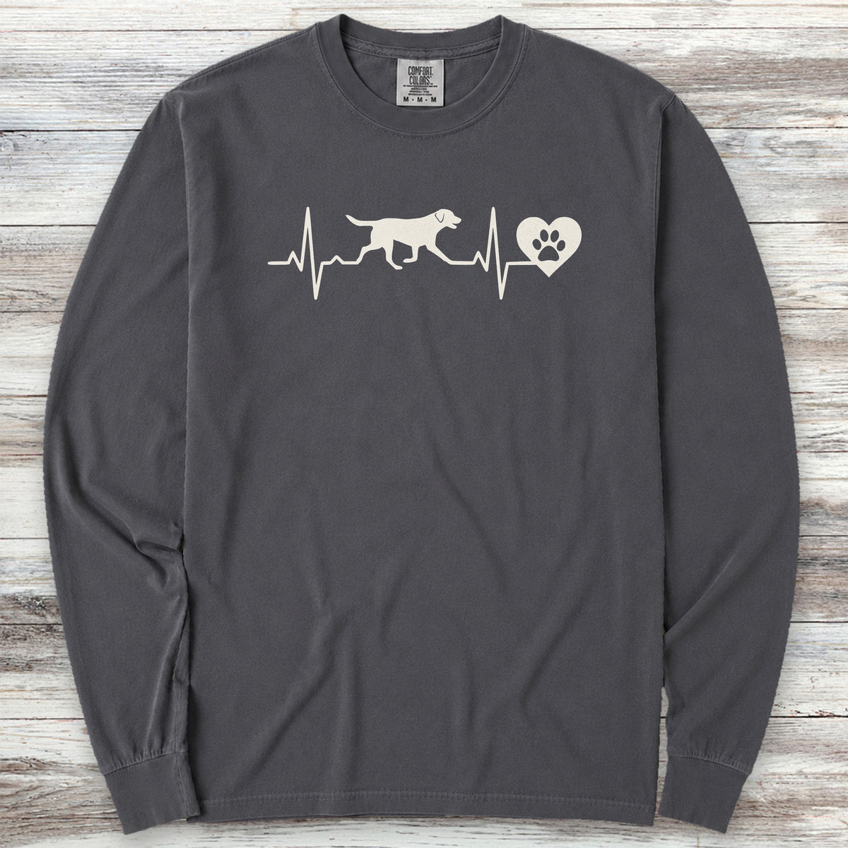 Labrador Retriever Heartbeat Long Sleeve Tee - Graphite