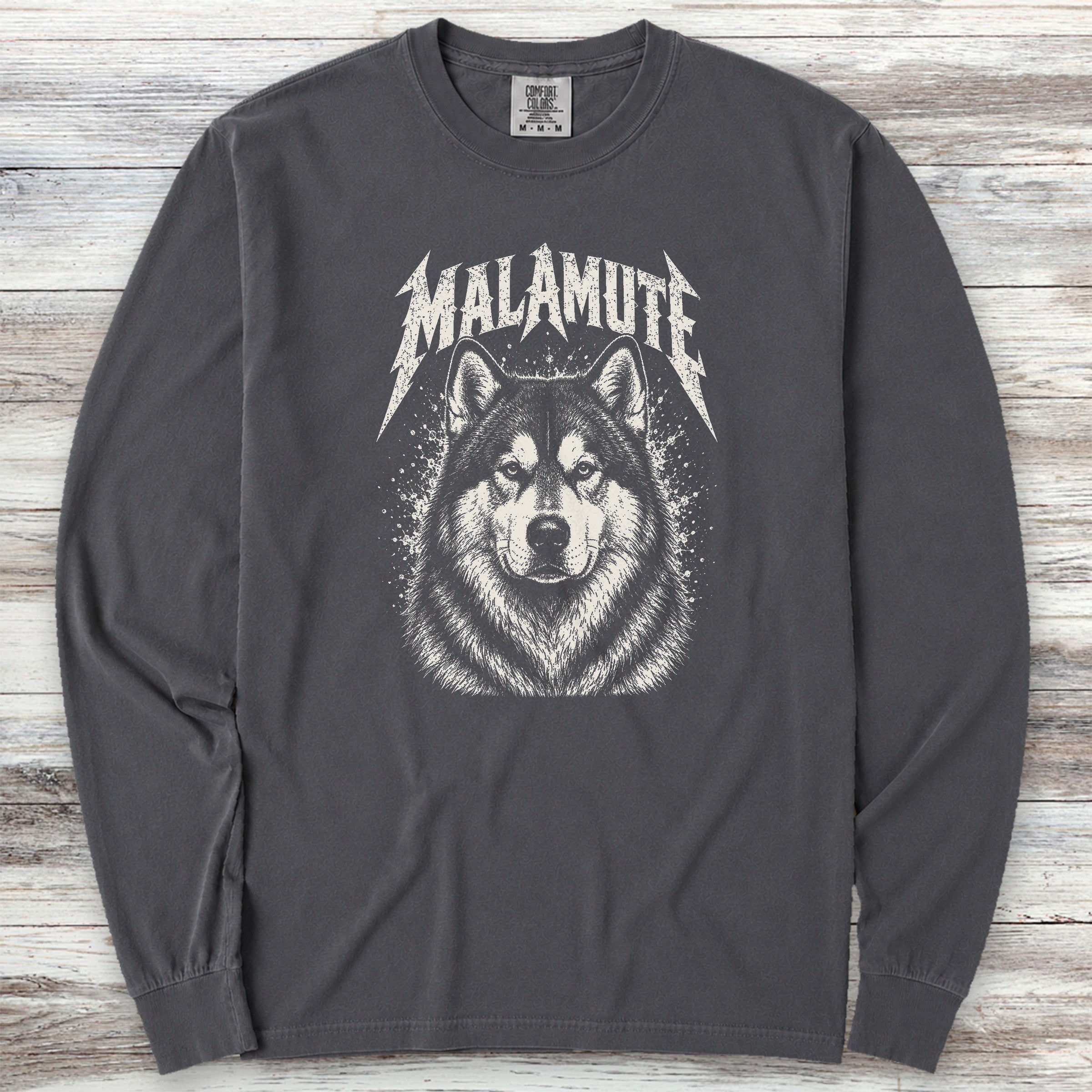 Alaskan Malamute Metal Long Sleeve Tee - Graphite