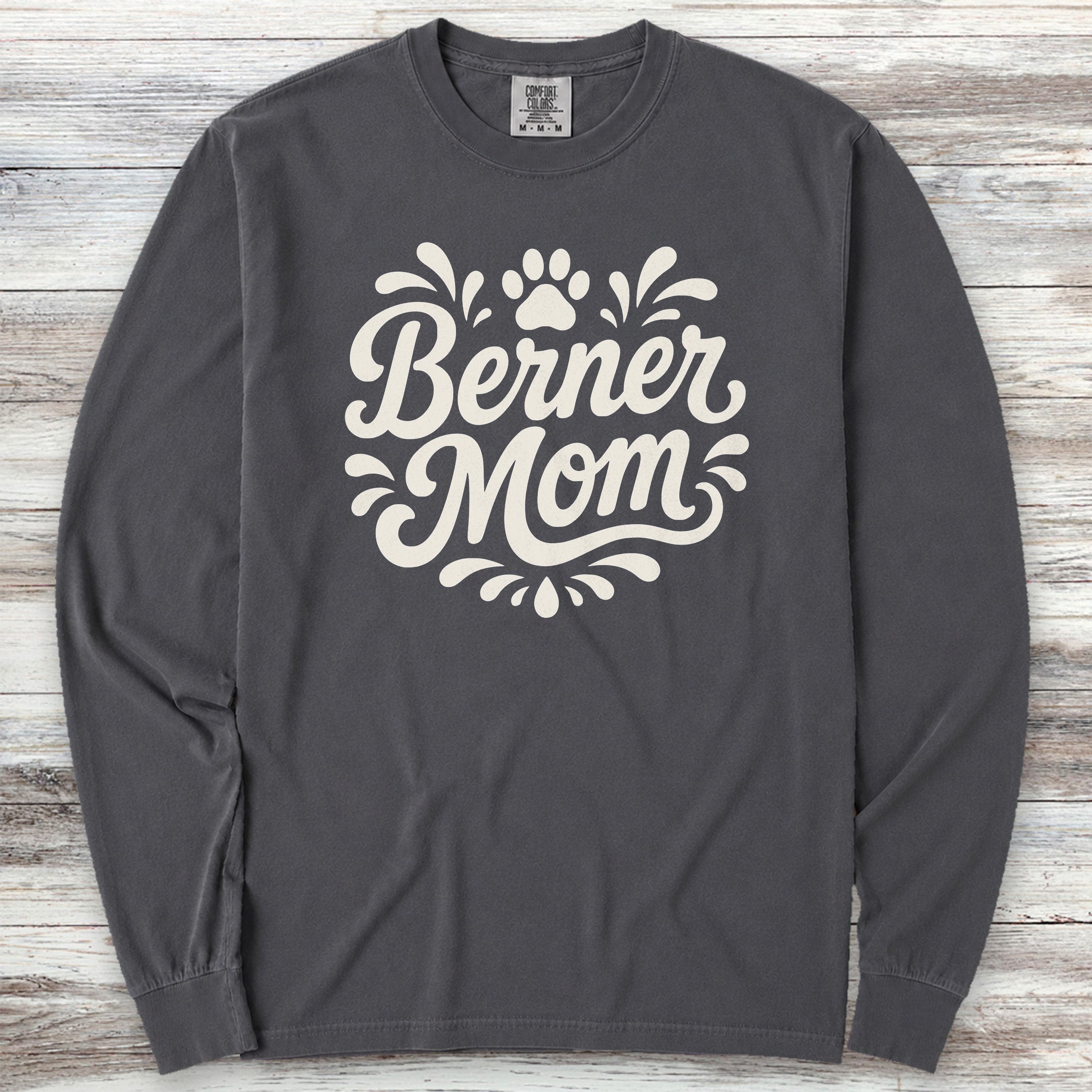 Bernese Mountain Dog Groovy Mom Long Sleeve Tee - Graphite