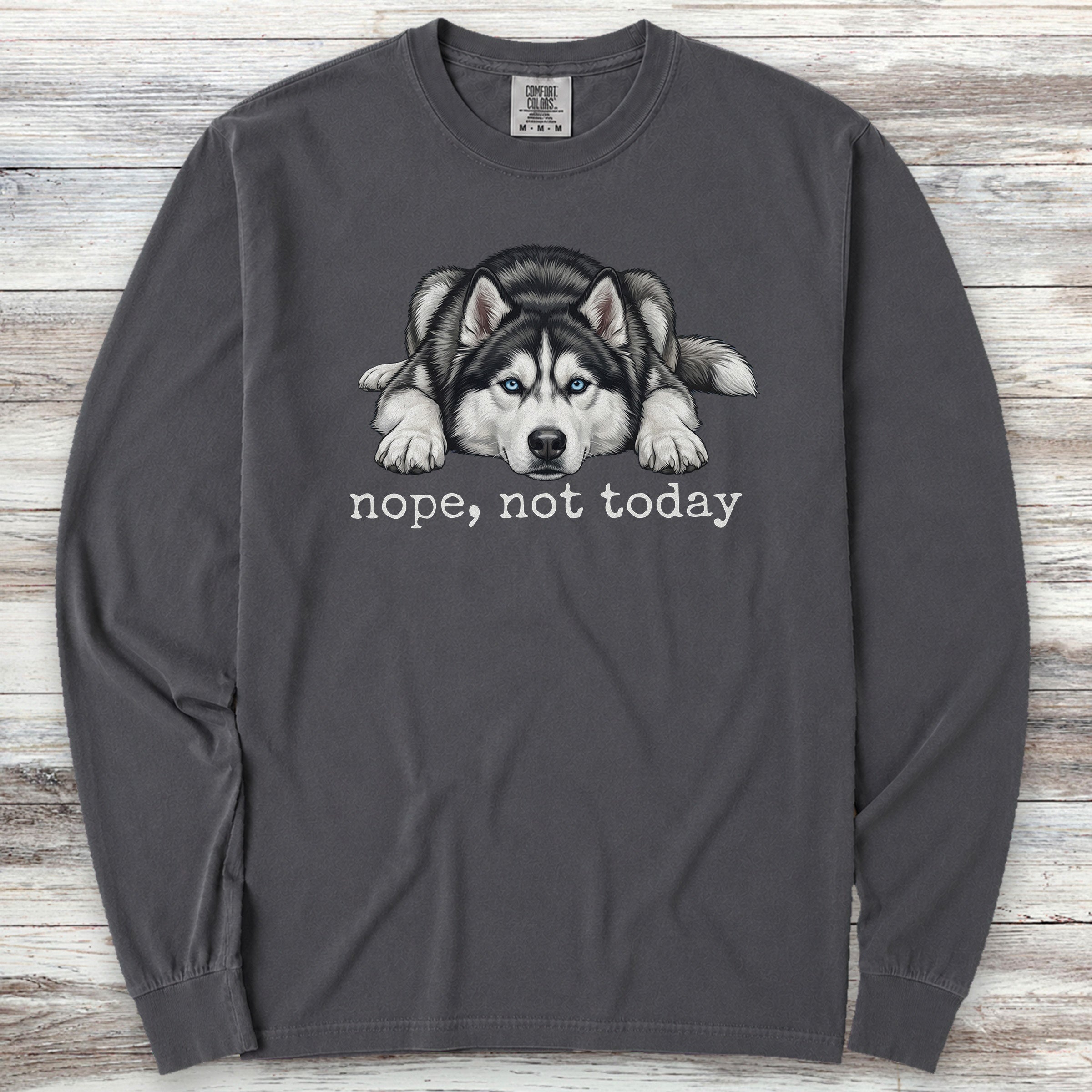 Husky Nope Long Sleeve Tee - Graphite