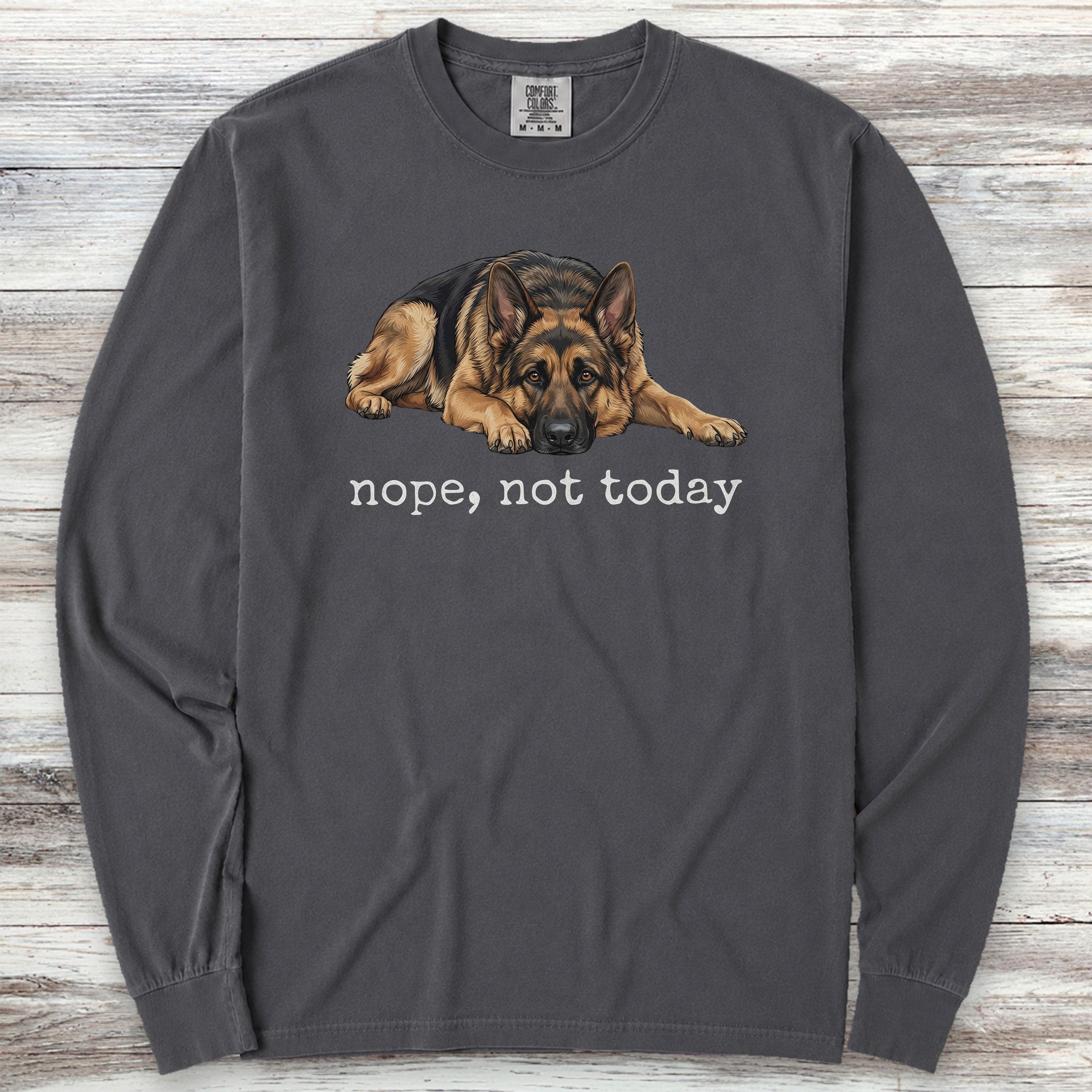 German Shepherd Nope Long Sleeve Tee - Graphite