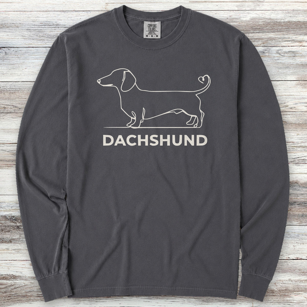 Dachshund Minimalist Long Sleeve Tee - Graphite
