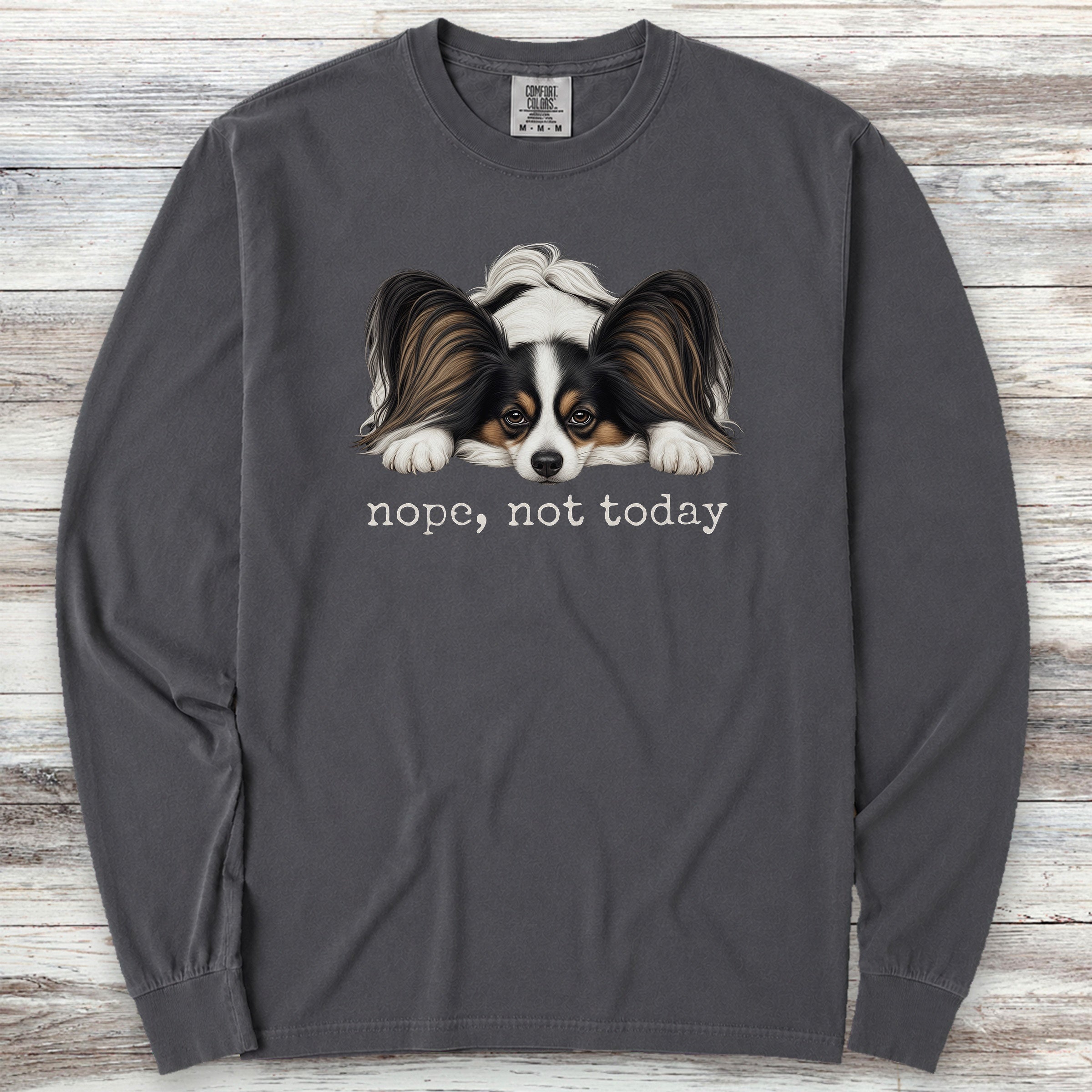 Papillon Nope Long Sleeve Tee - Graphite