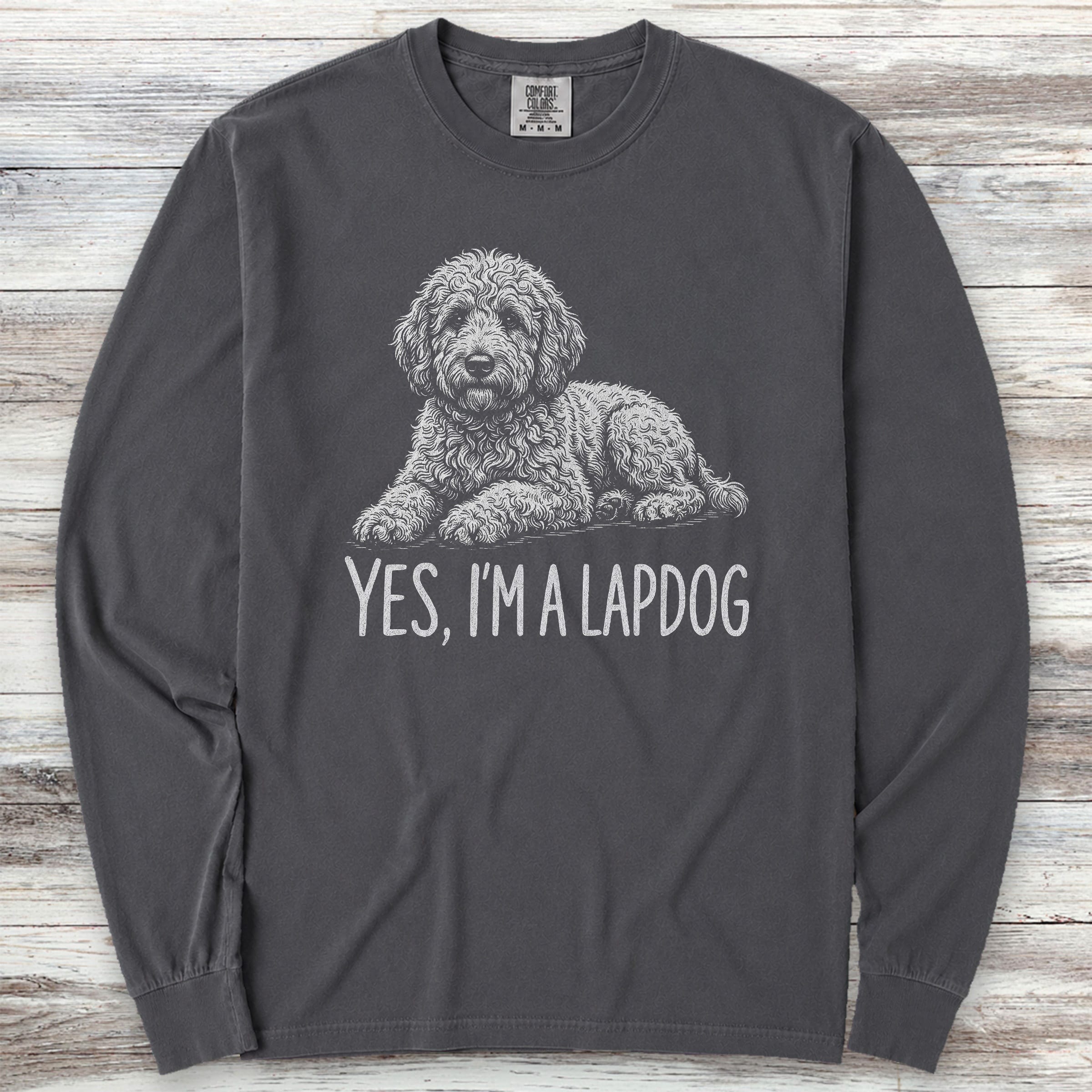Doodle Lapdog Long Sleeve Tee - Graphite