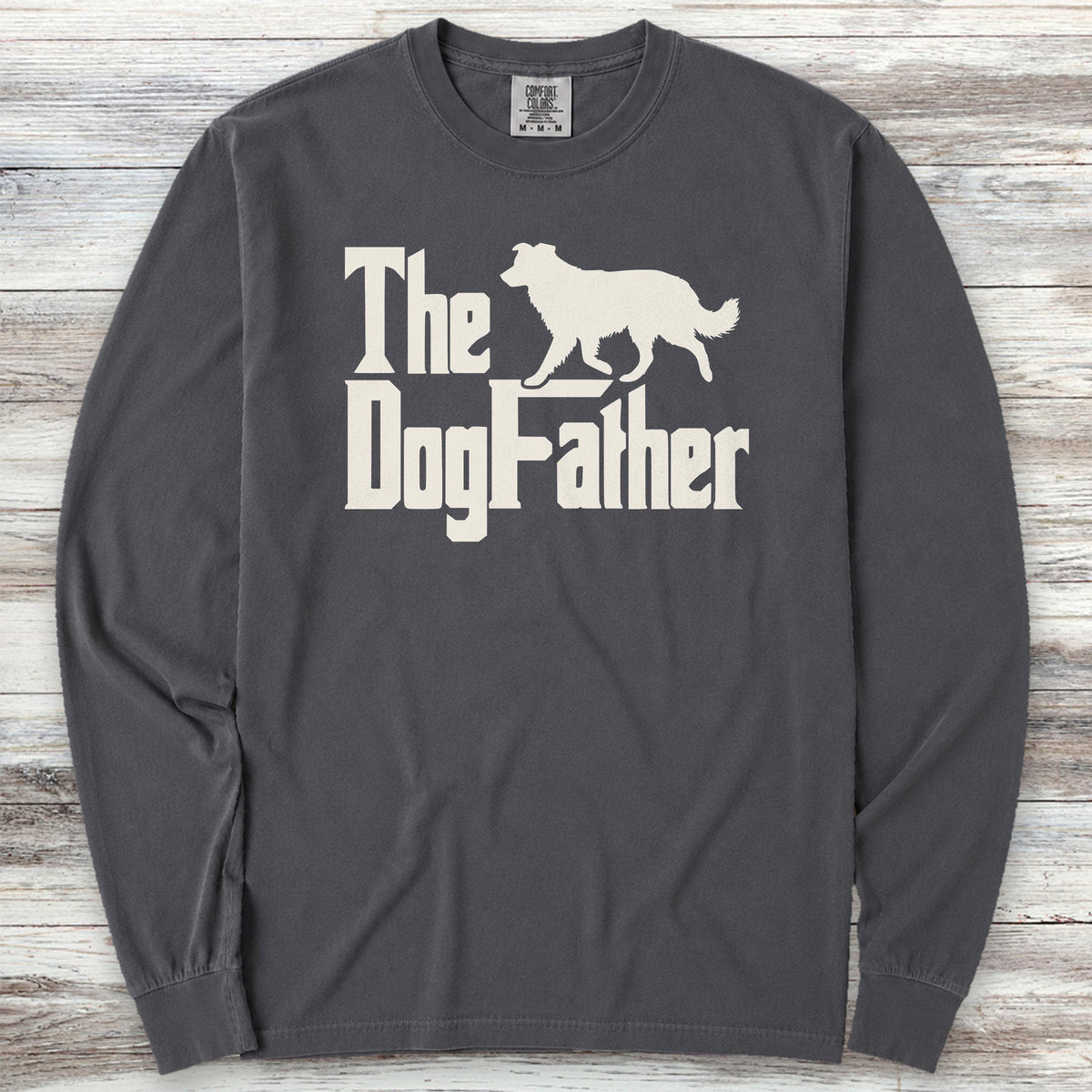 Border Collie Dog Father Long Sleeve Tee - Graphite