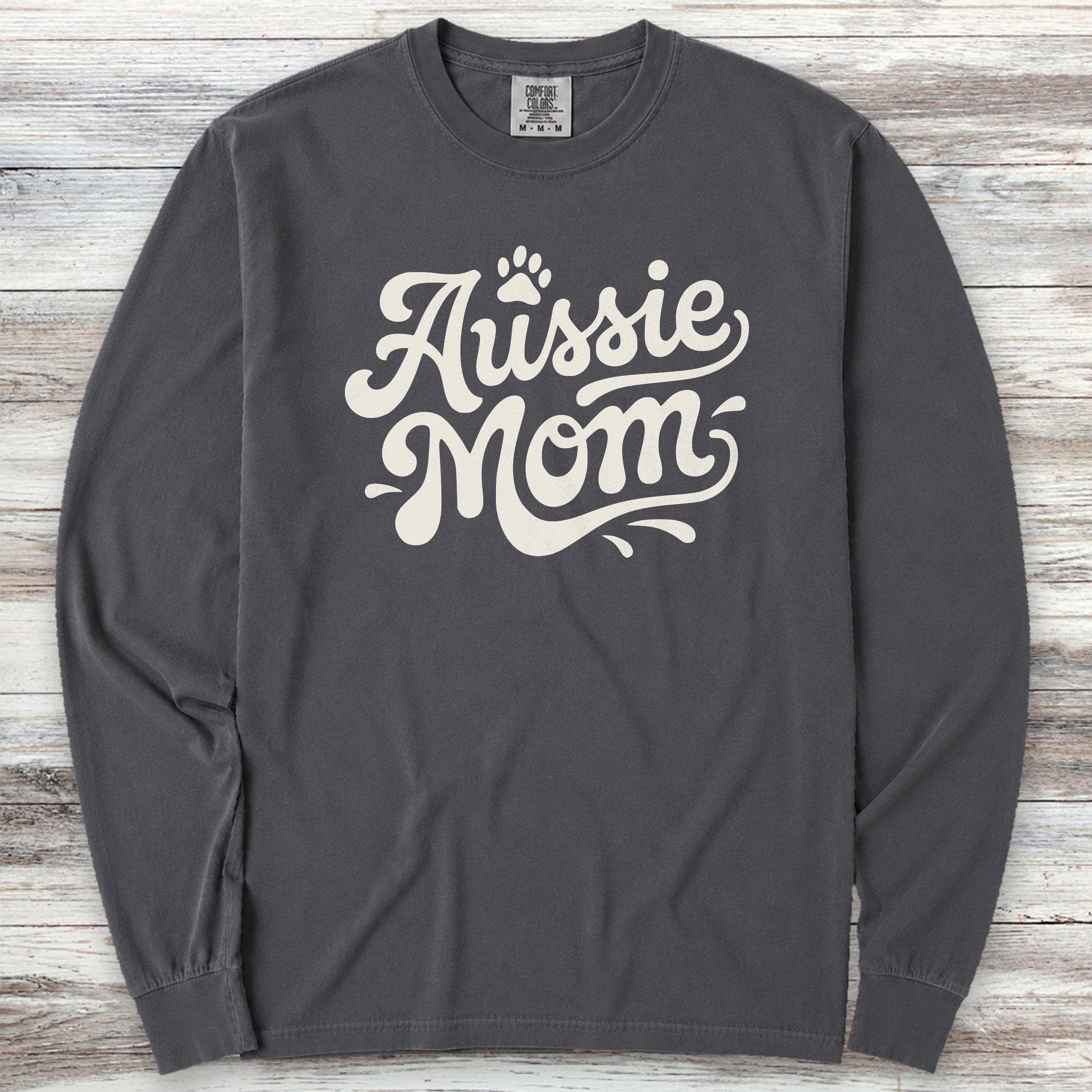 Aussie Groovy Mom Long Sleeve Tee - Graphite