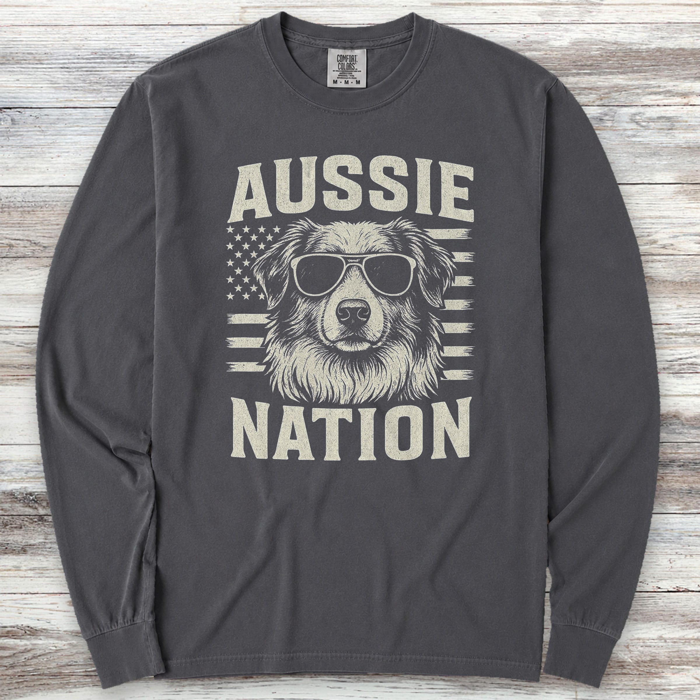 Australian Shepherd Nation Long Sleeve Tee - Graphite