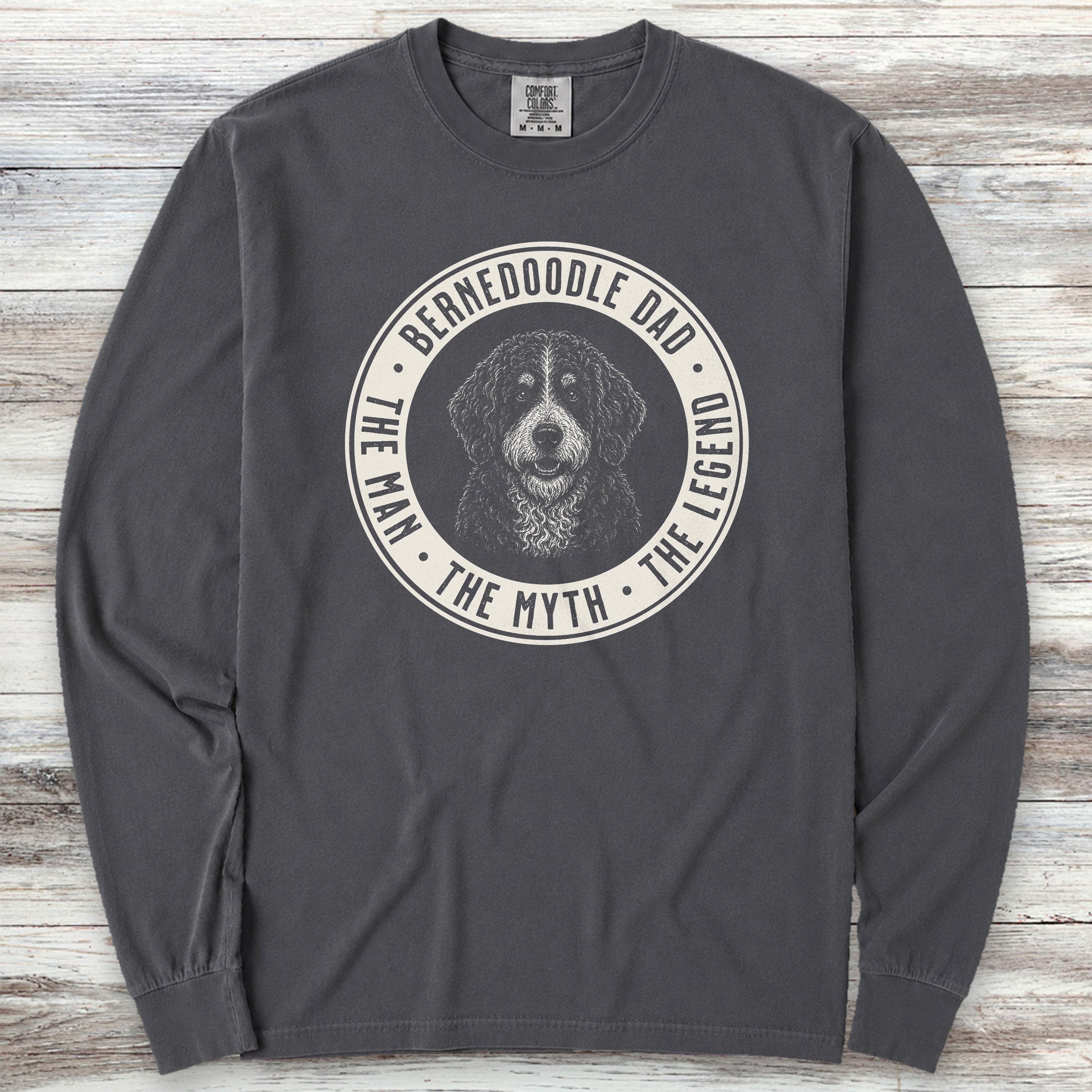 Bernedoodle Dad Legend Long Sleeve Tee - Graphite