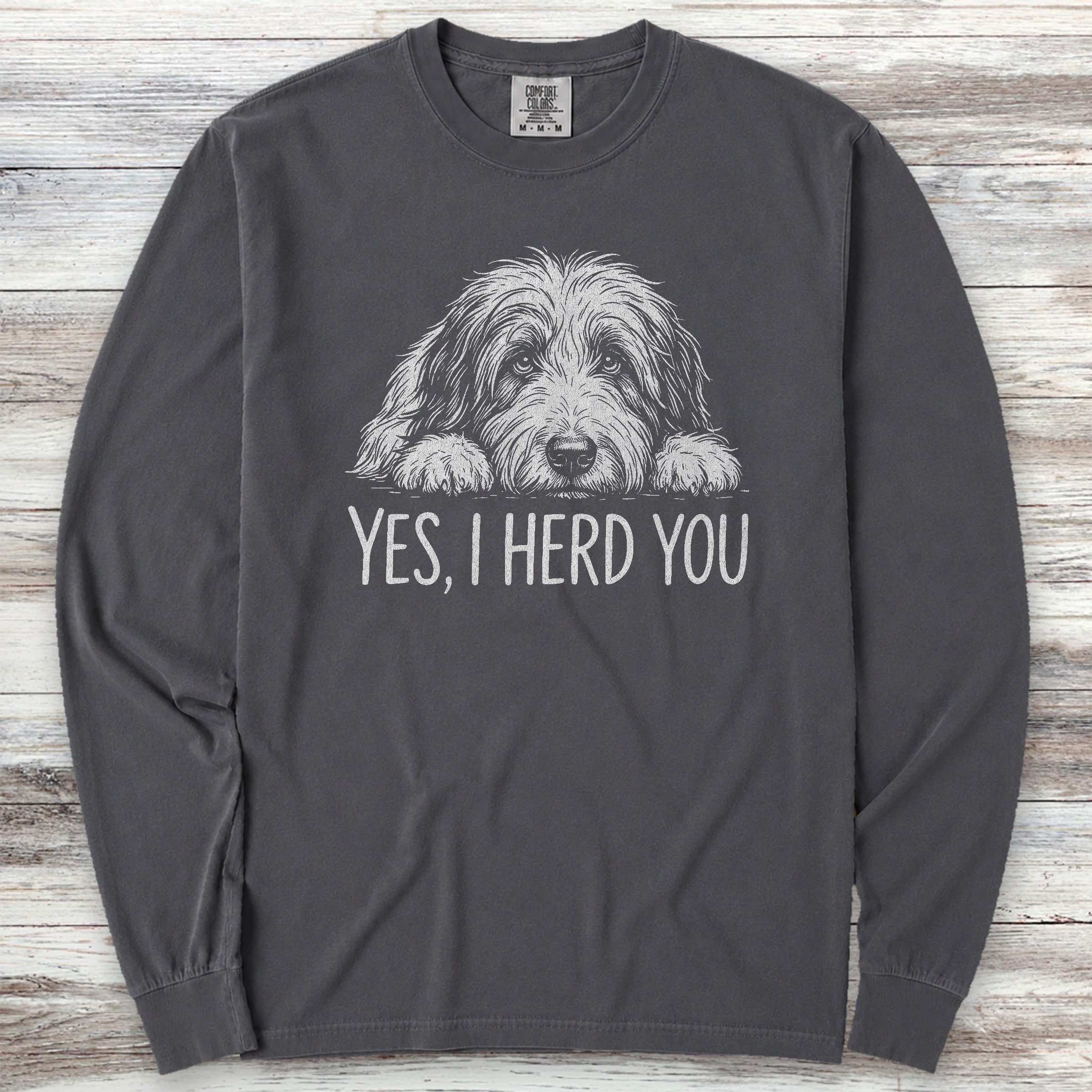 Bearded Collie Herd You Long Sleeve Tee - Graphite