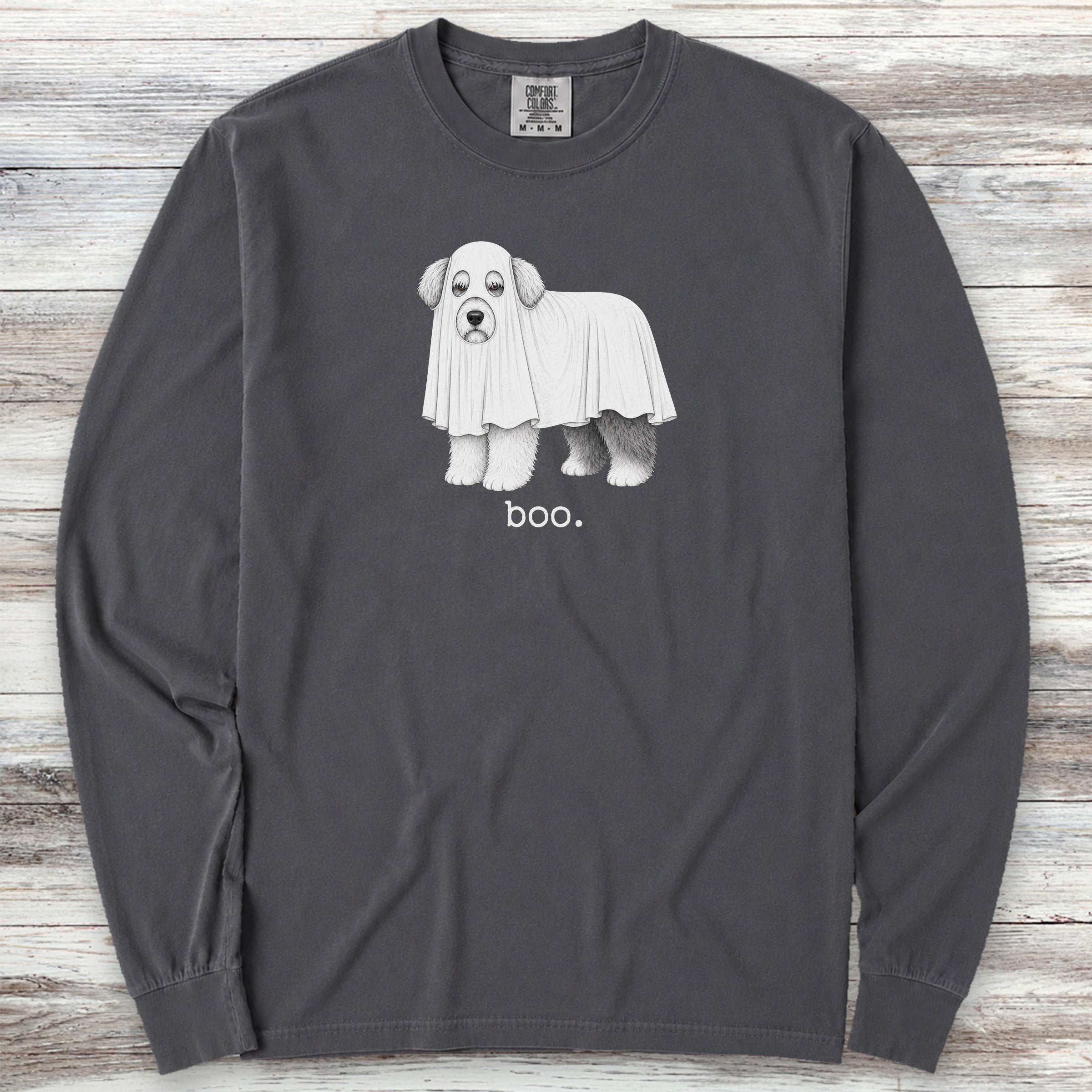 Old English Sheepdog Boo Long Sleeve Tee - Graphite