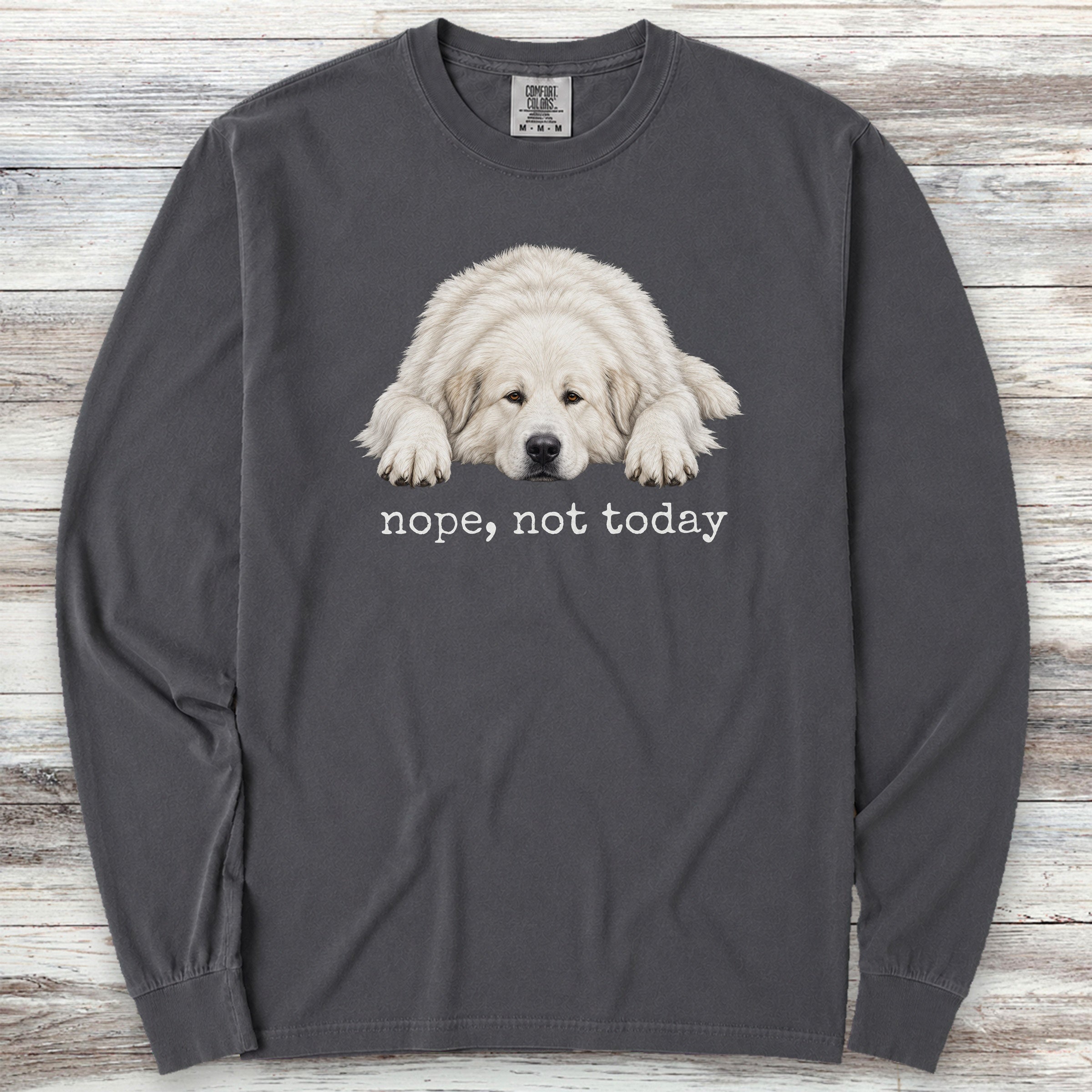 Great Pyrenees Nope Long Sleeve Tee - Graphite