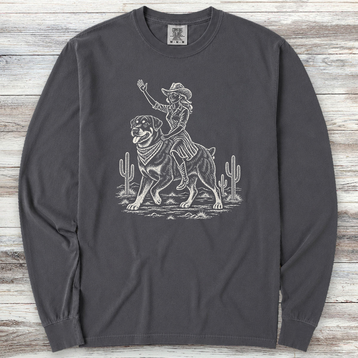 Rottweiler Cowgirl Long Sleeve Tee - Graphite