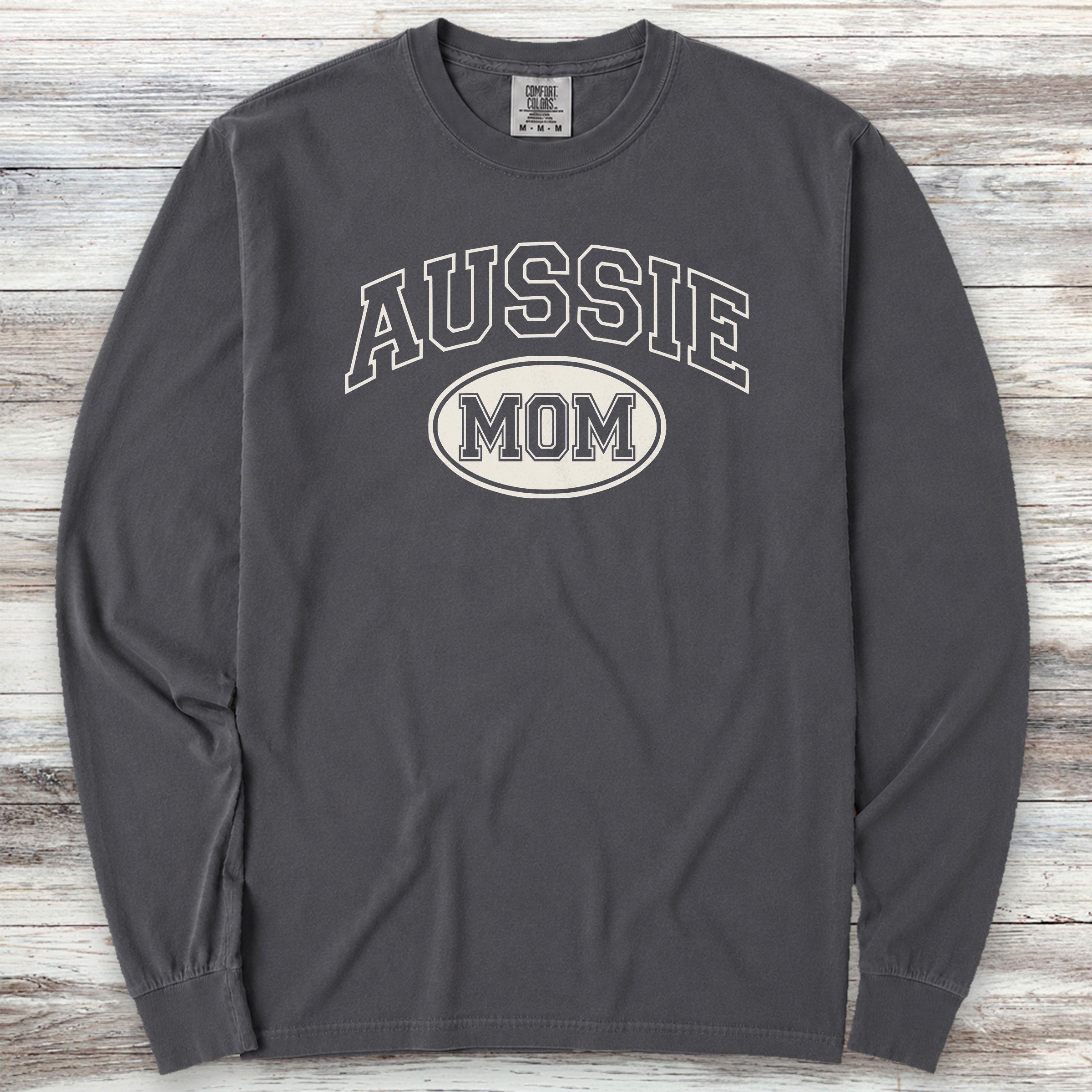 Australian Shepherd University Mom Long Sleeve Tee - Graphite