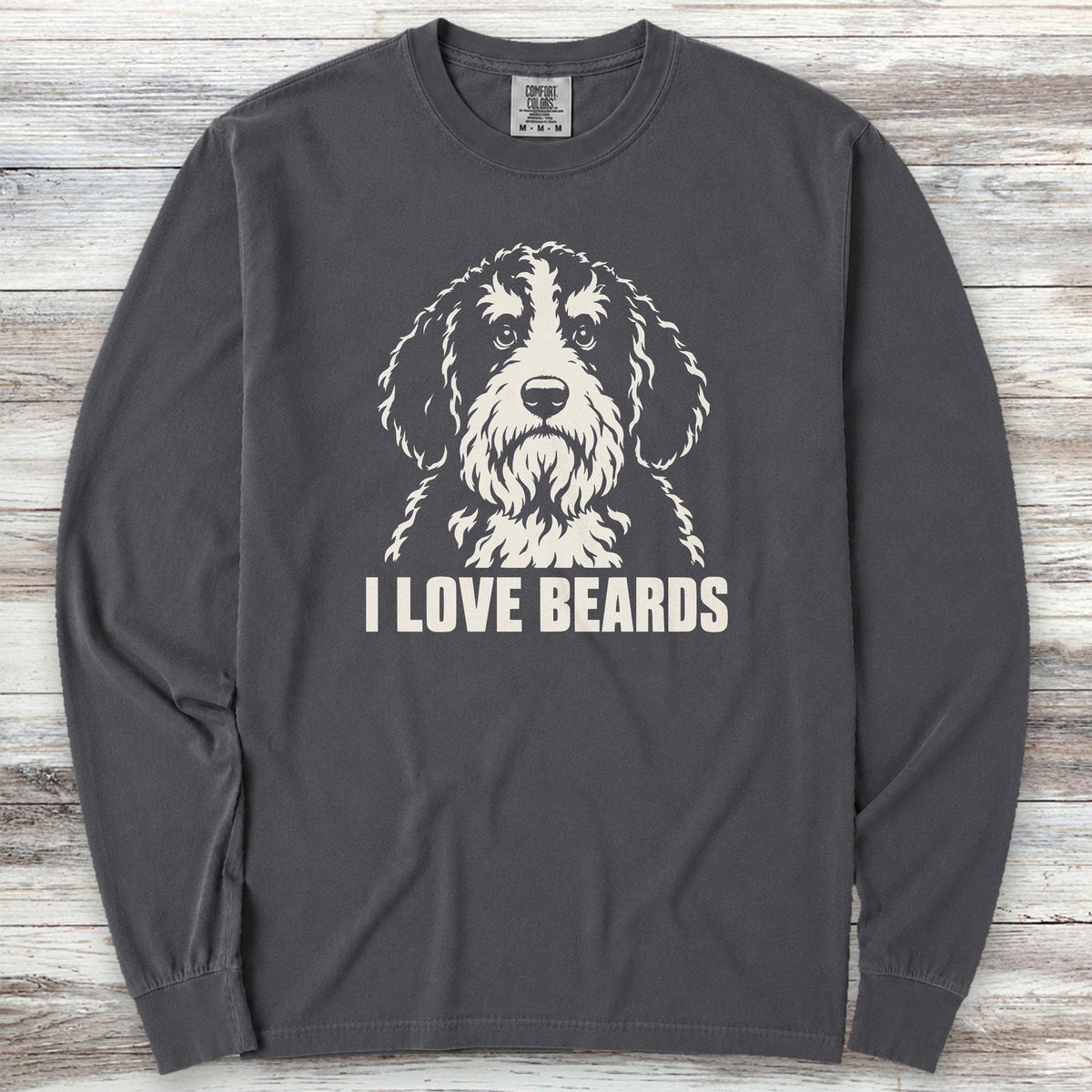 Bernedoodle I Love Beards Long Sleeve Tee - Graphite
