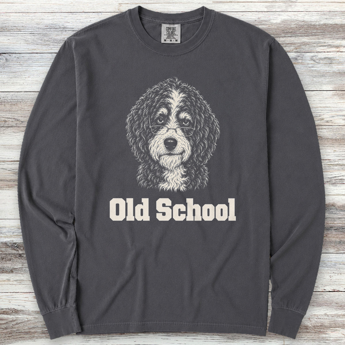 Bernedoodle Old School Long Sleeve Tee - Graphite
