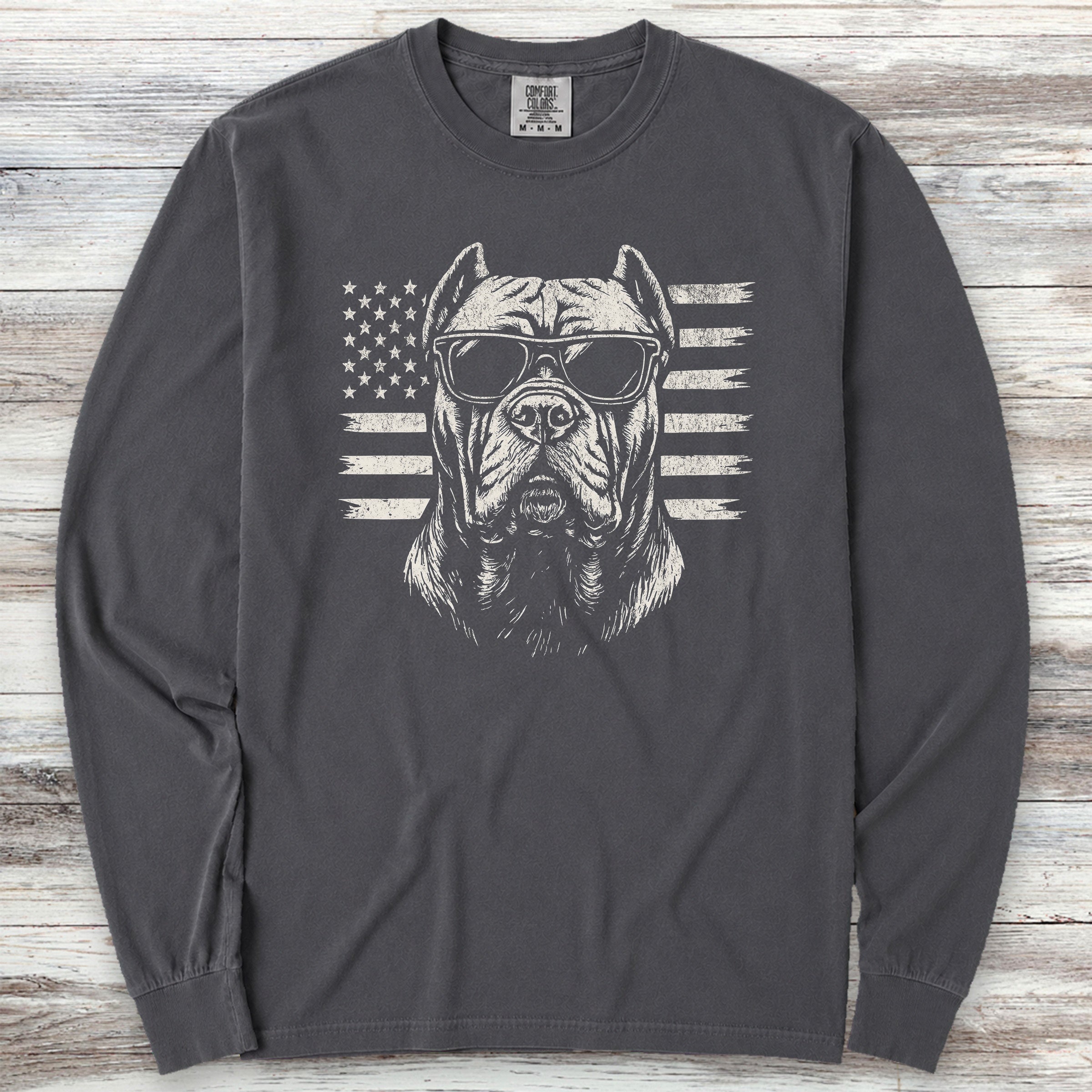Cane Corso Flag Long Sleeve Tee - Graphite