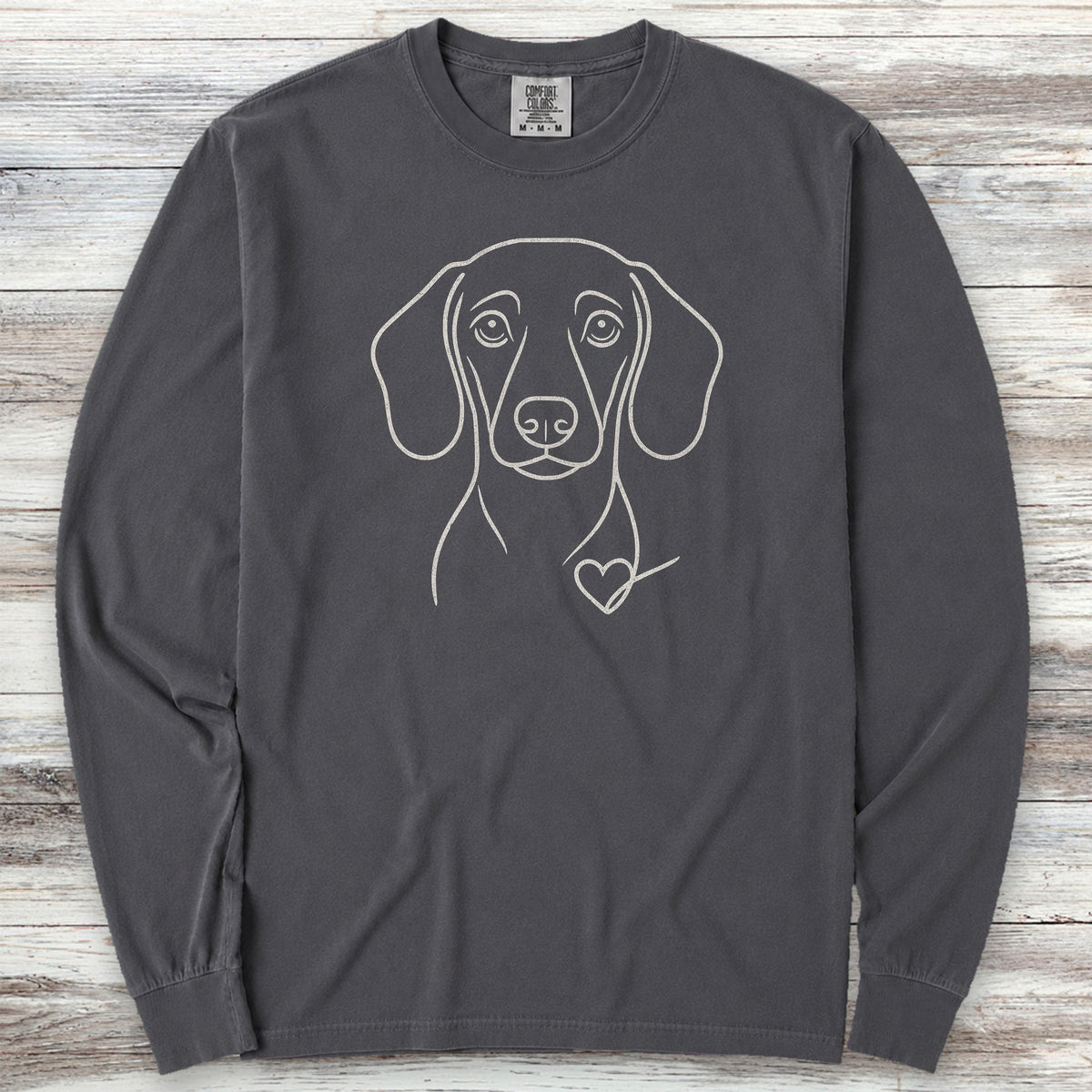 Dachshund Line Art Love Long Sleeve Tee - Graphite