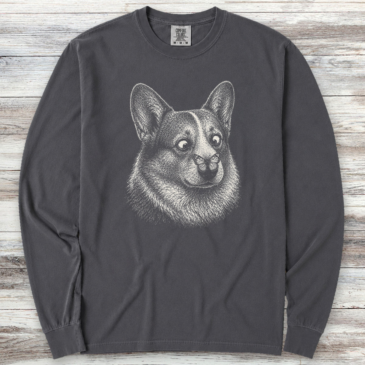 Corgi Butterfly Long Sleeve Tee - Graphite