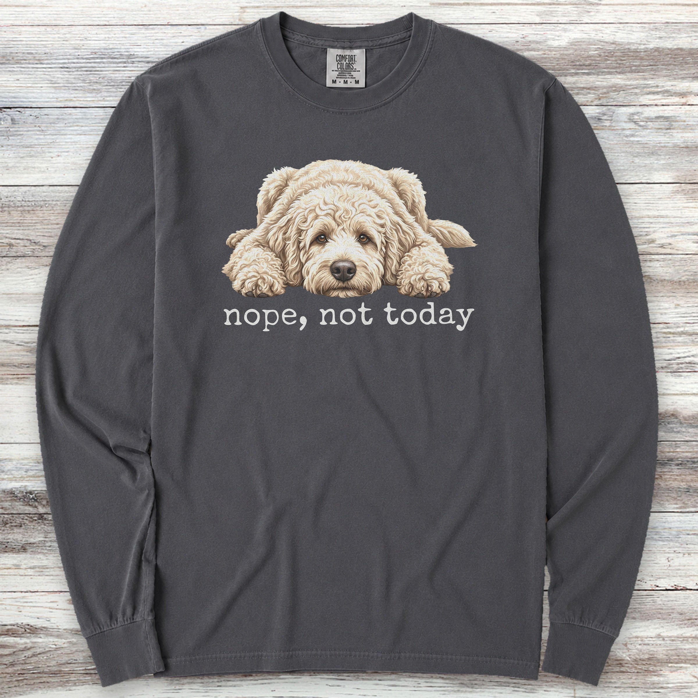Goldendoodle Cream Nope Long Sleeve Tee - Graphite