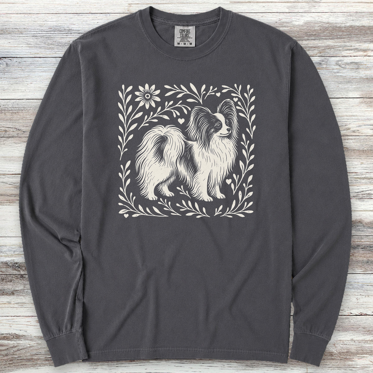 Papillon Linocut Long Sleeve Tee - Graphite