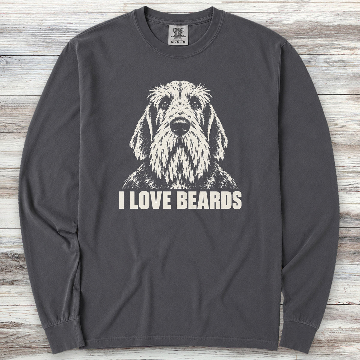 Spinone Italiano I Love Beards Long Sleeve Tee - Graphite