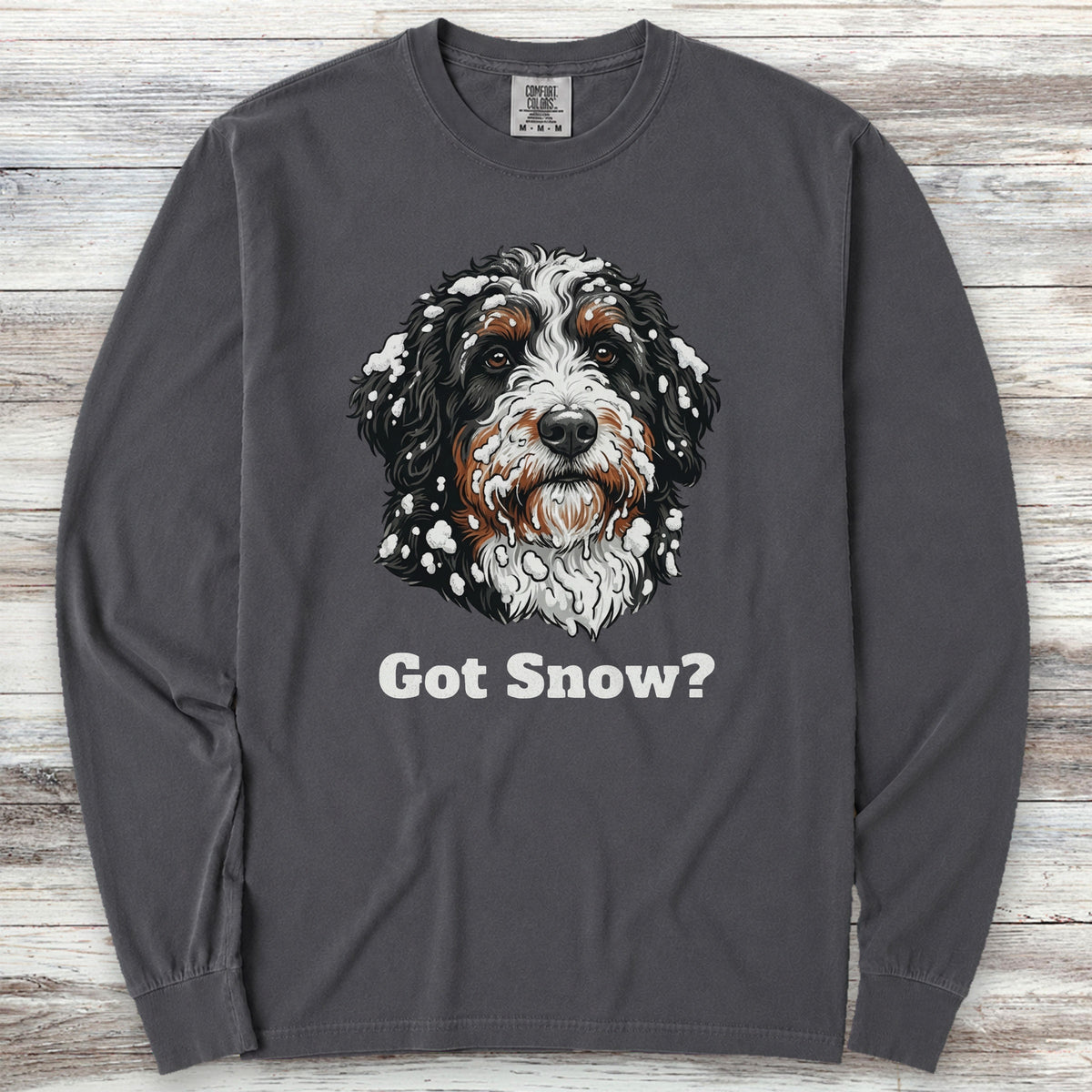Bernedoodle Got Snow Long Sleeve Tee - Graphite