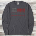 Vintage Red White & Paws Flag Long Sleeve Tee - Graphite