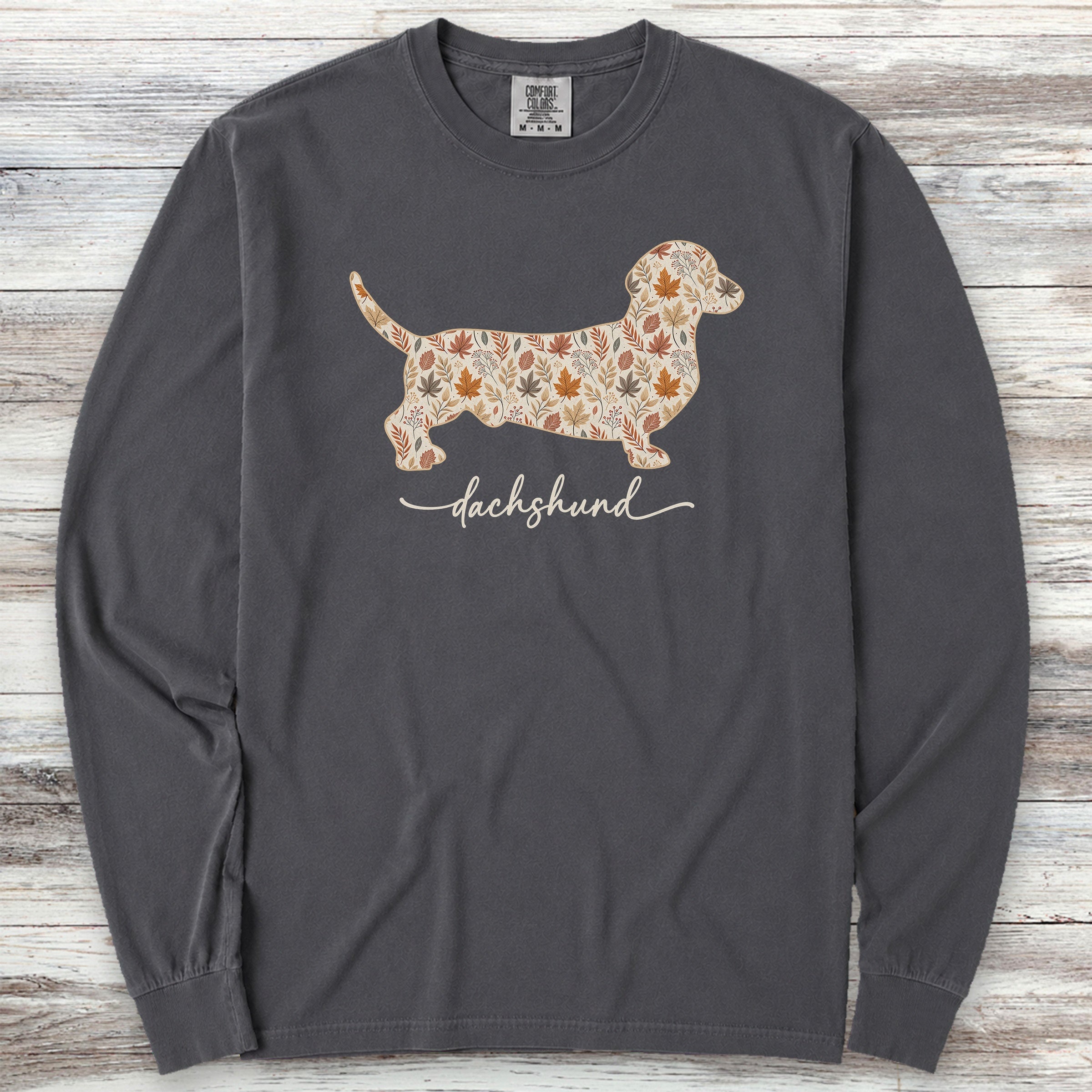 Dachshund Fall Long Sleeve Tee - Graphite