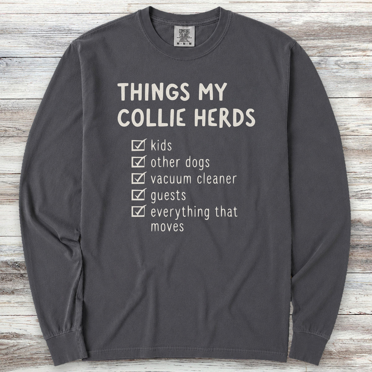 Collie Herding List Long Sleeve Tee - Graphite