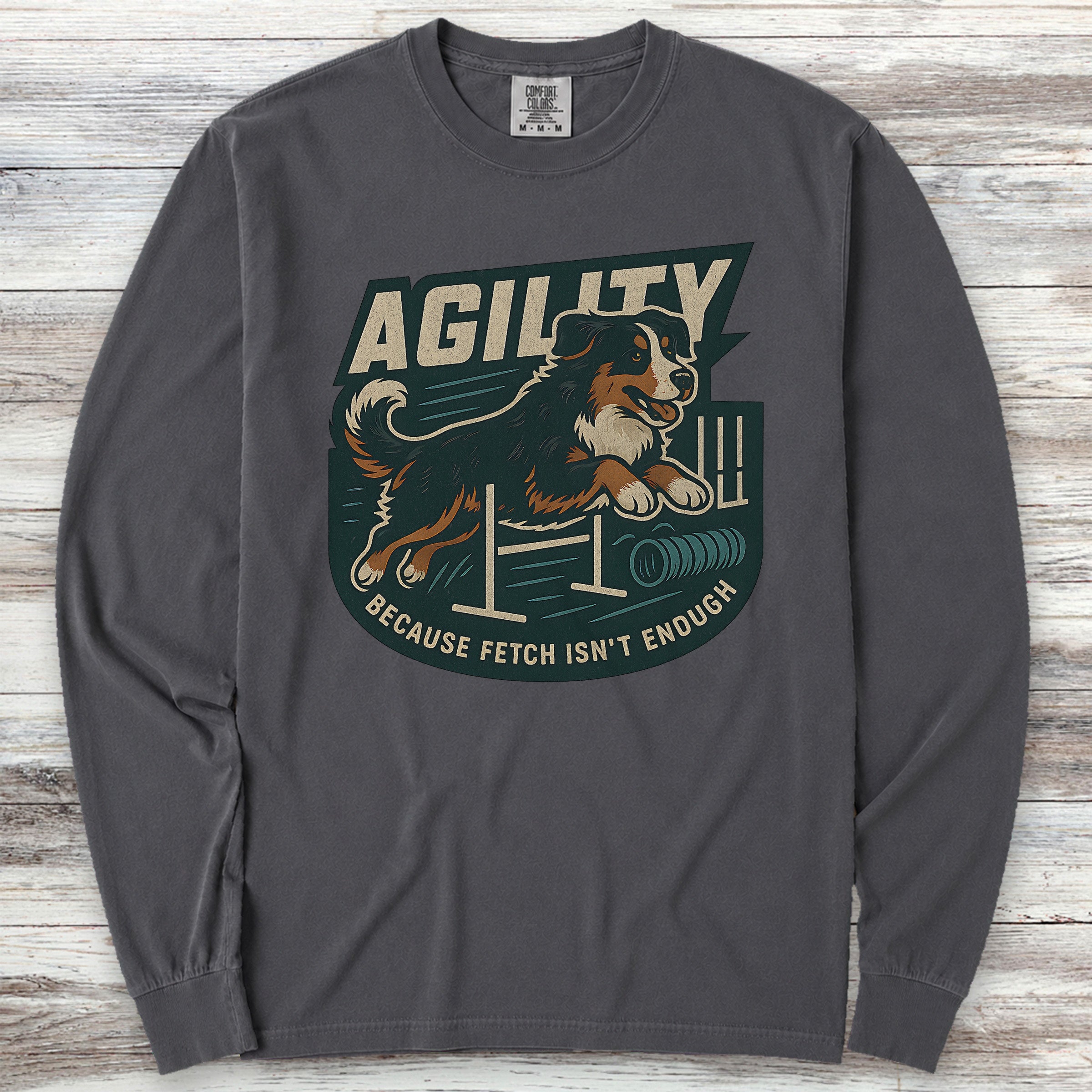 Bernese Mountain Dog Agility Long Sleeve Tee - Graphite