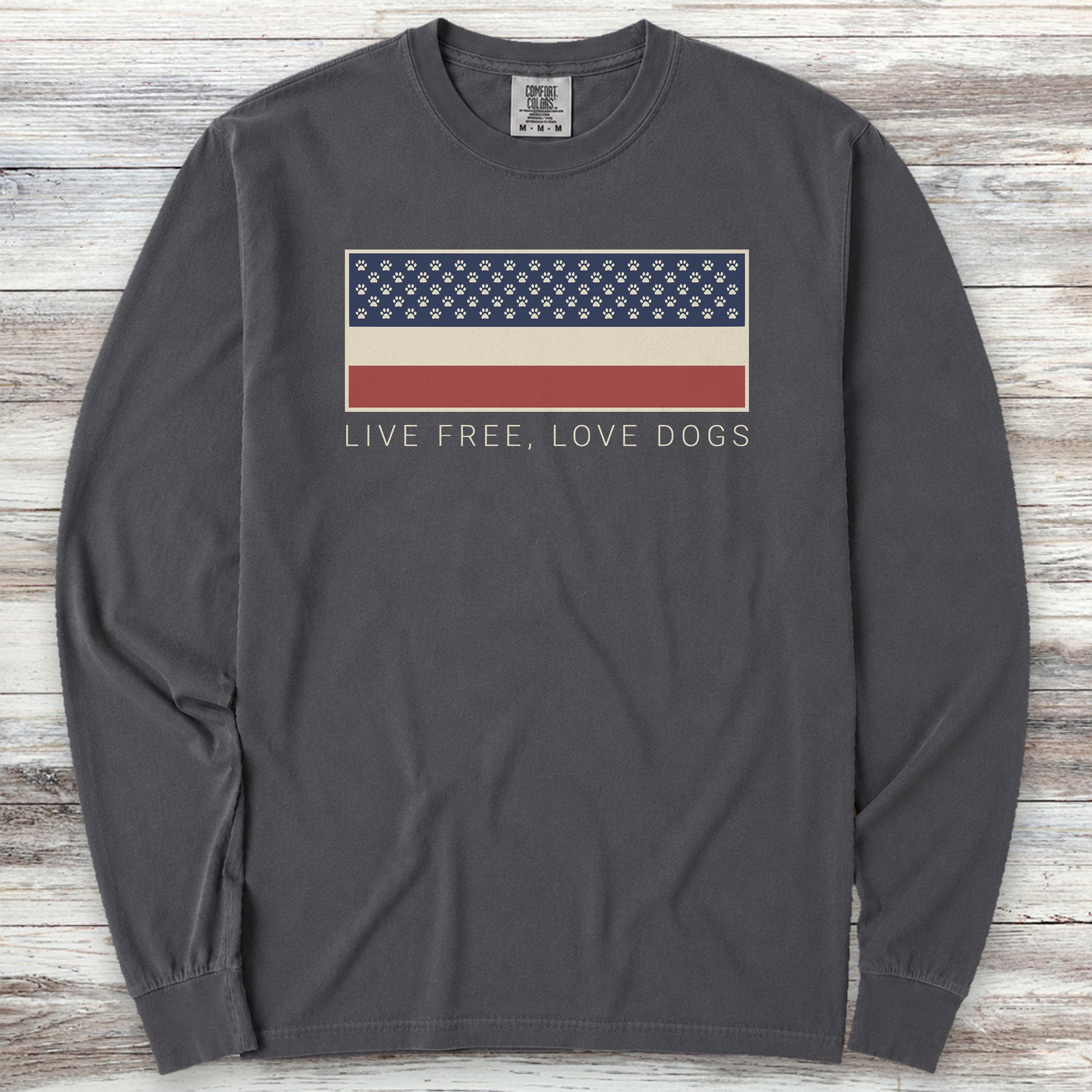 Live Free Love Dogs Long Sleeve Tee - Graphite