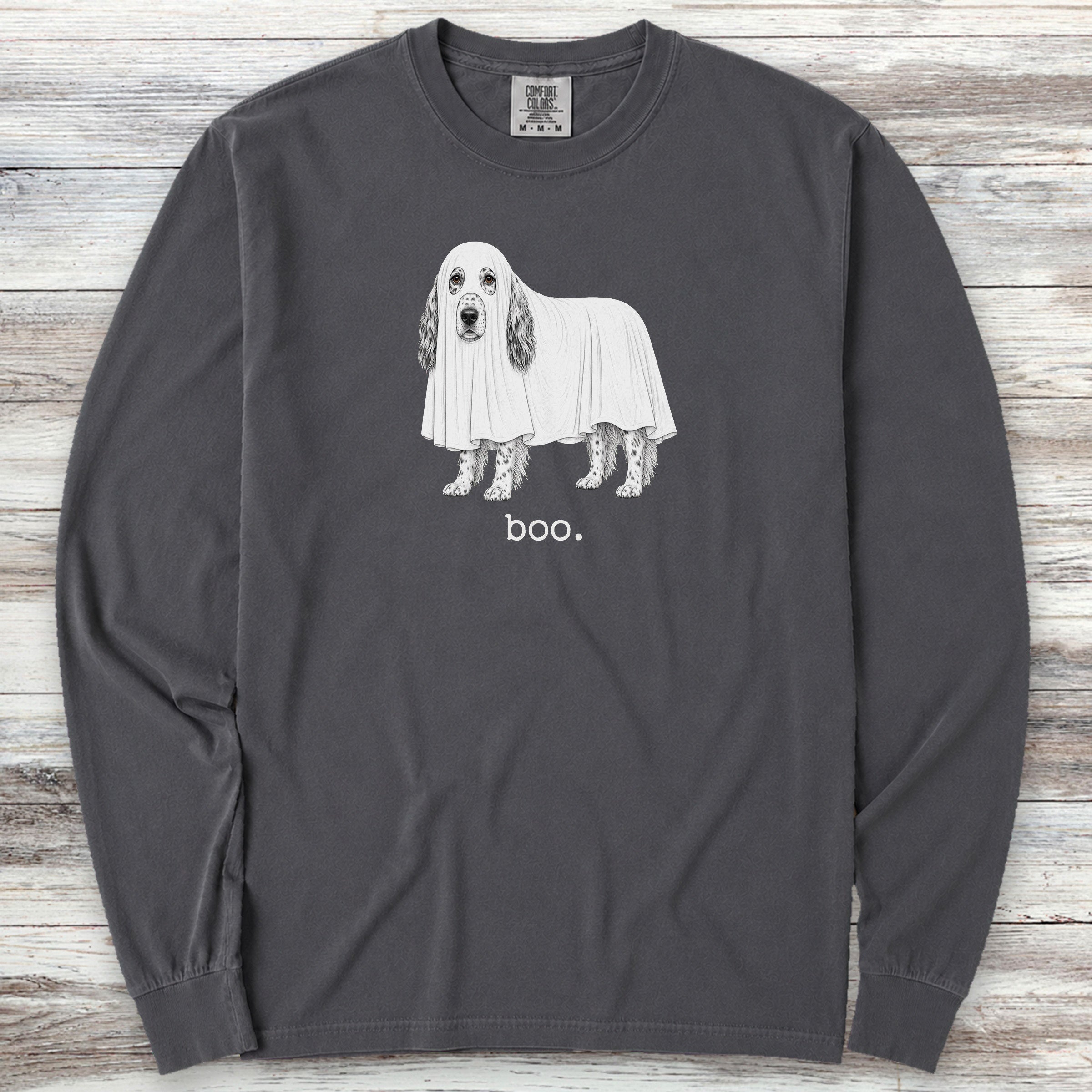 English Setter Boo Long Sleeve Tee - Graphite
