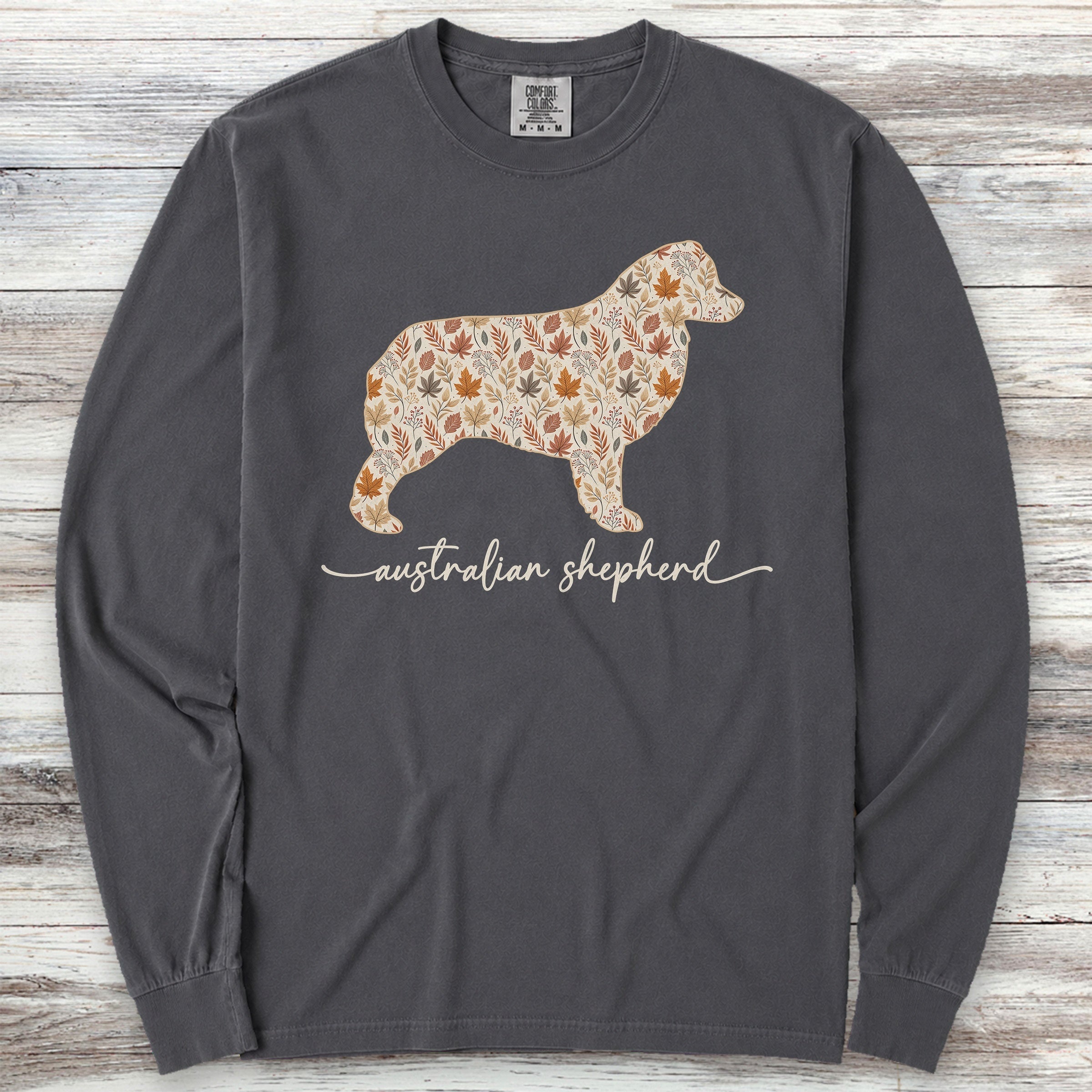 Australian Shepherd Fall Long Sleeve Tee - Graphite