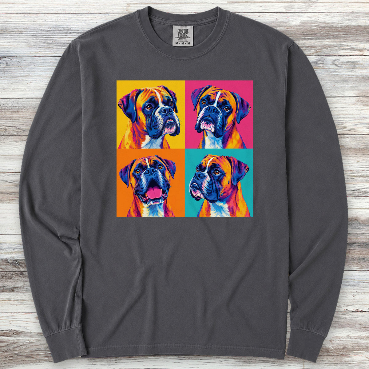 Boxer Pop Art Long Sleeve Tee - Graphite