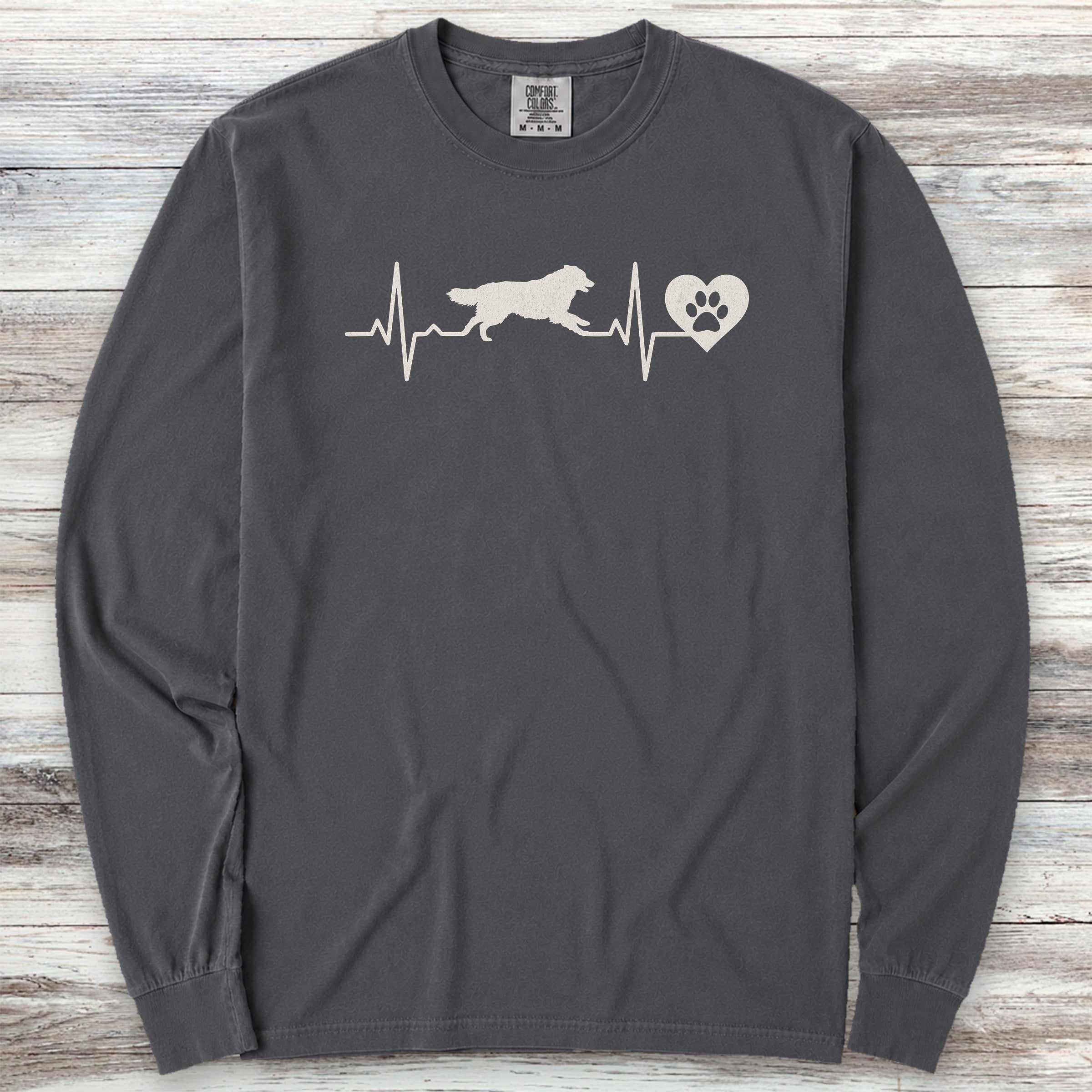 Australian Shepherd Heartbeat Long Sleeve Tee - Graphite