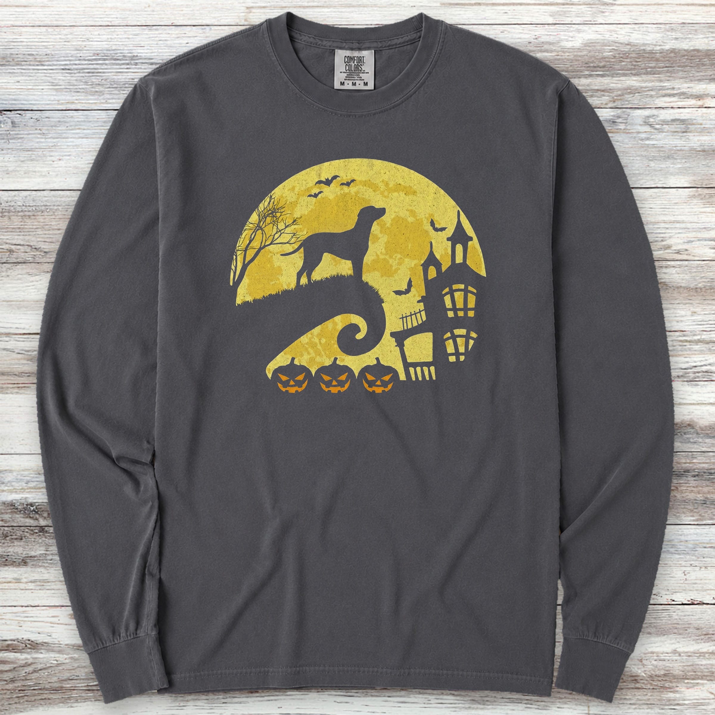 Coonhound Halloween Moon Long Sleeve Tee - Graphite